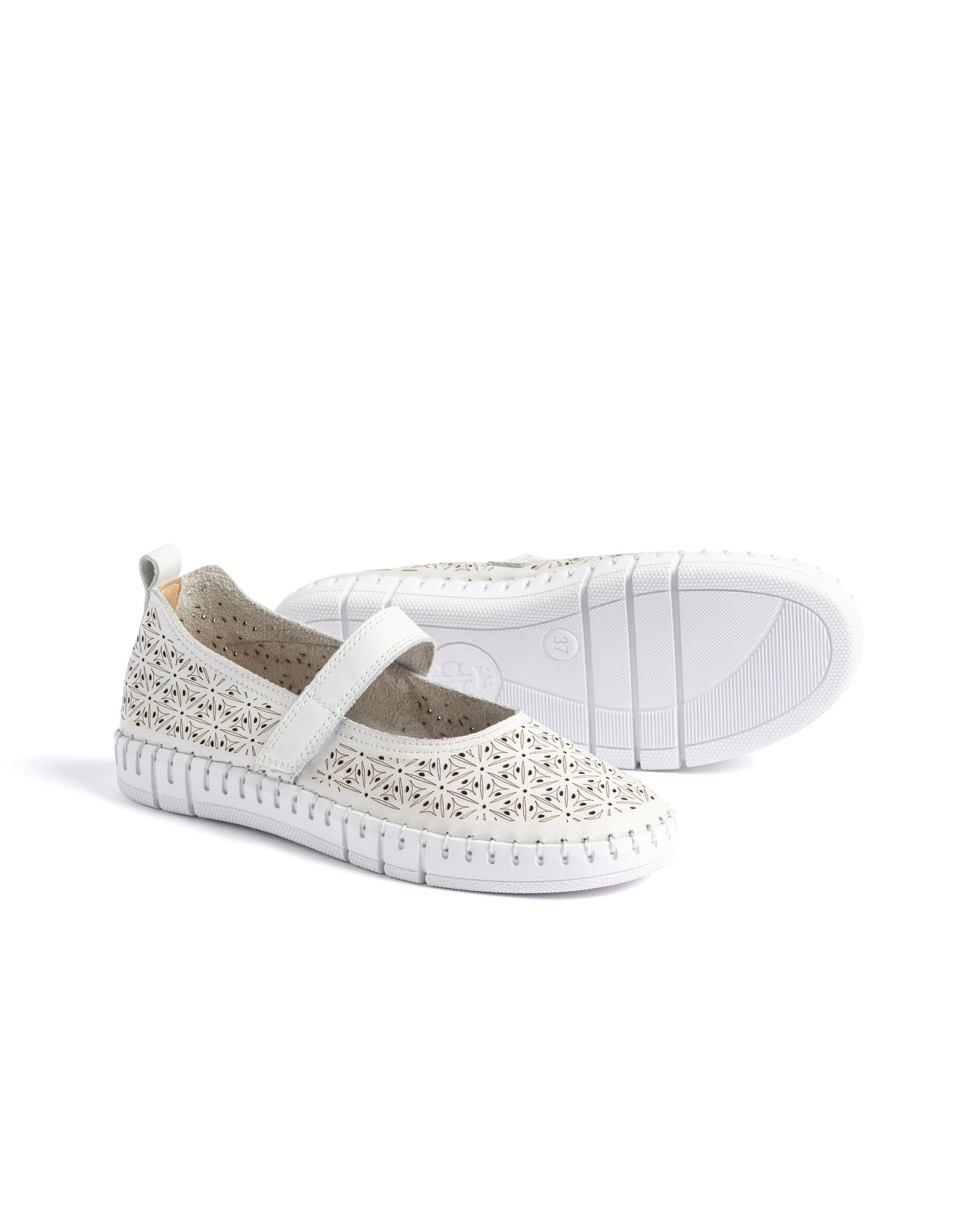 Zapatillas básicas de mujer de piel - Yokono - Blanco Blanco-5