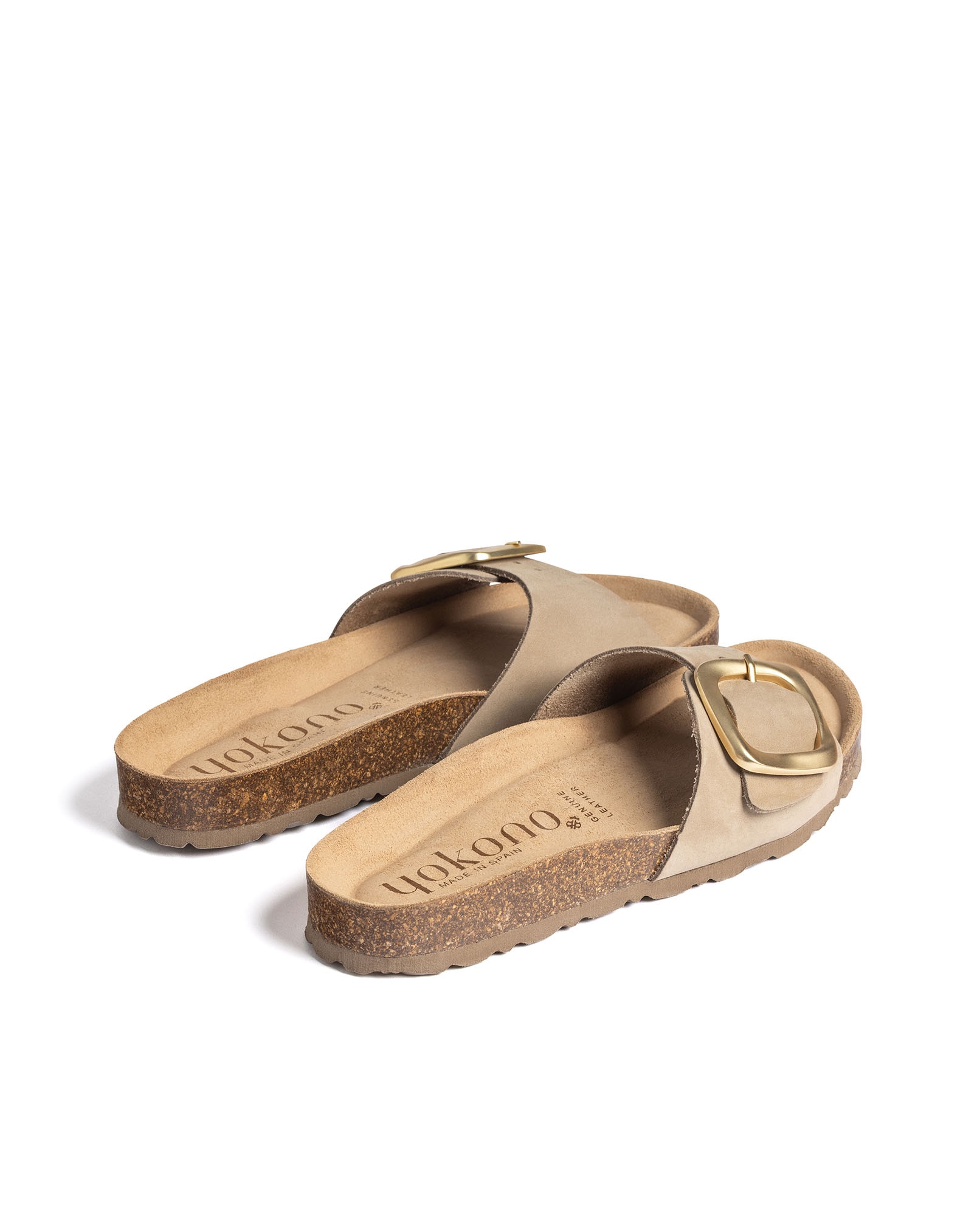 Sandalias planas de mujer de piel - Yokono - Marrón claro Marrón claro-4