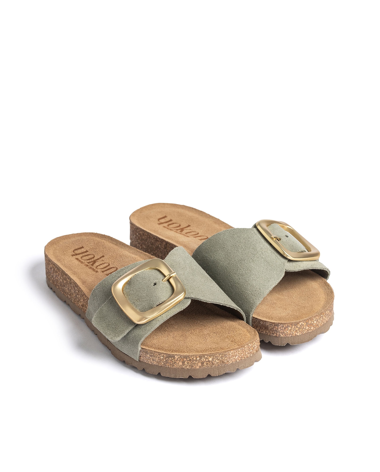 Sandalias planas de mujer de piel - Yokono - Verde Verde-2