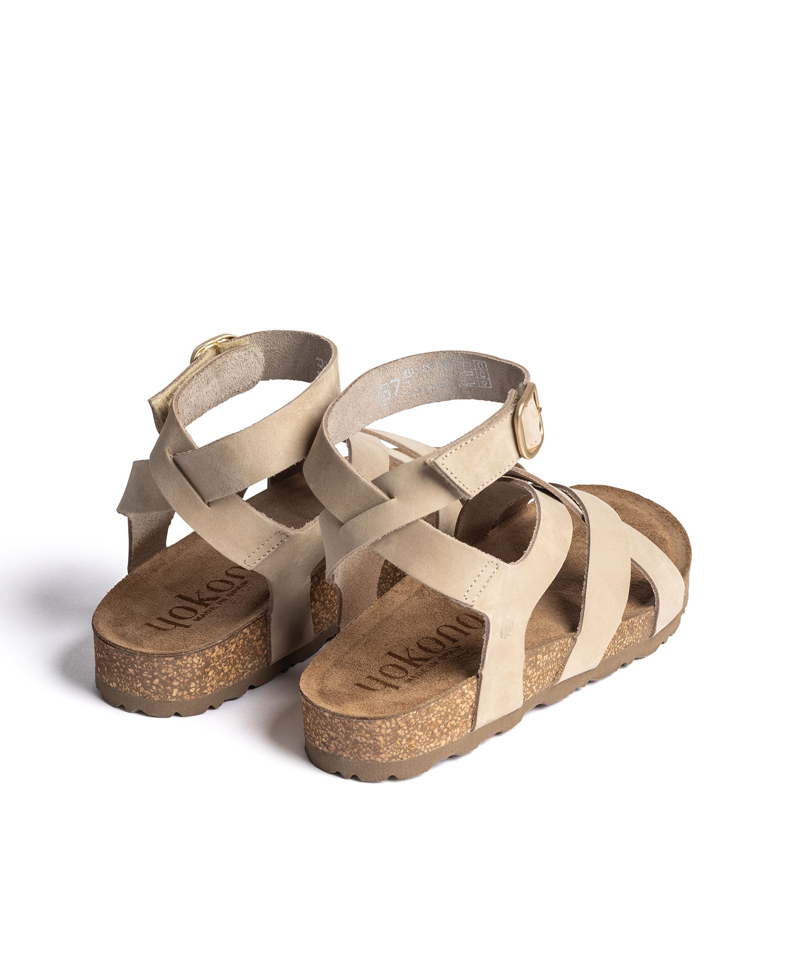 Sandalias planas de mujer de piel - Yokono - Beige Beige-4