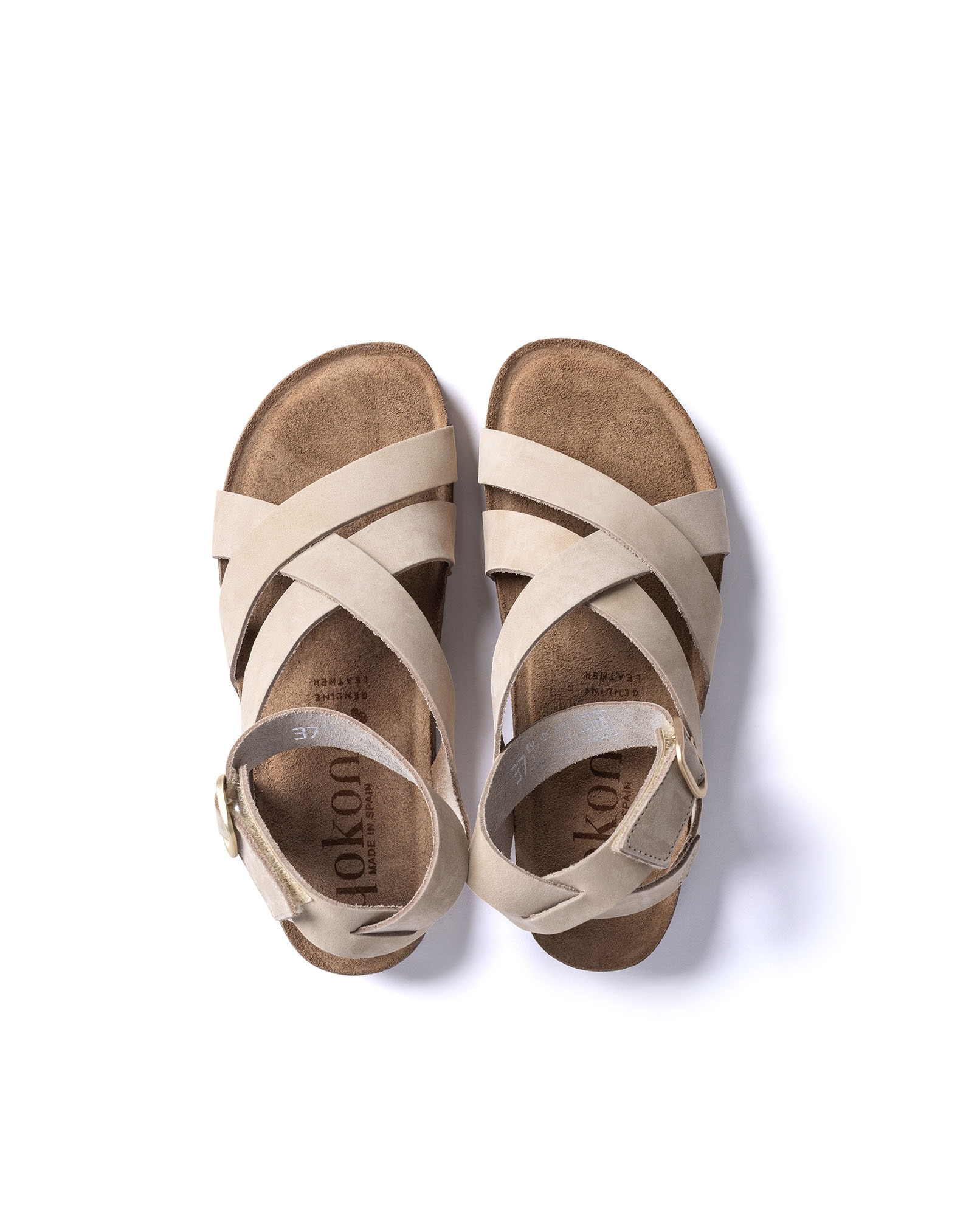 Sandalias planas de mujer de piel - Yokono - Beige Beige-5