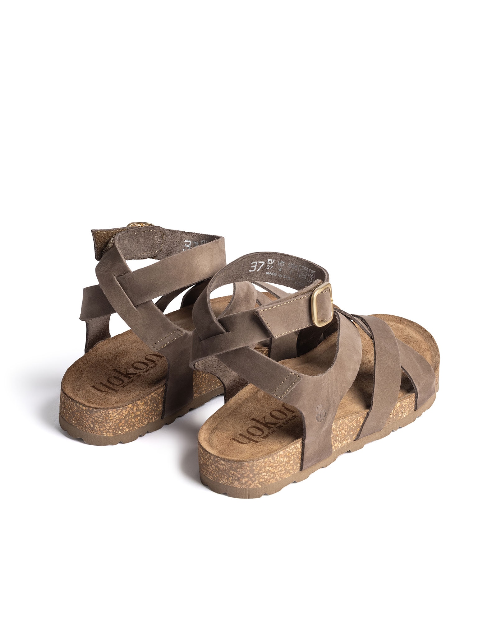 Sandalias planas de mujer de piel - Yokono - Marrón claro Marrón claro-4