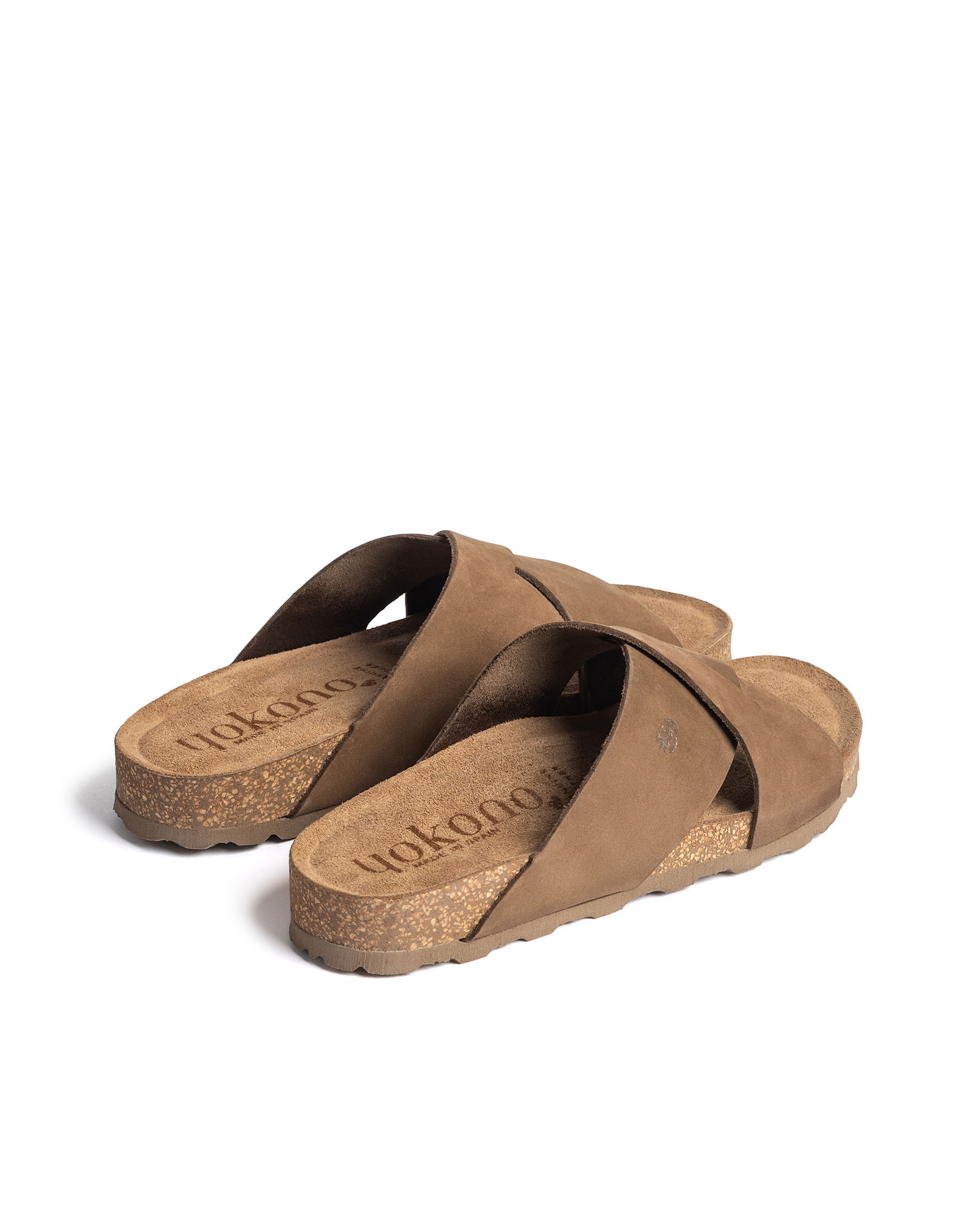 Sandalias planas de mujer de piel Marrón claro Yokono Marrón claro-4