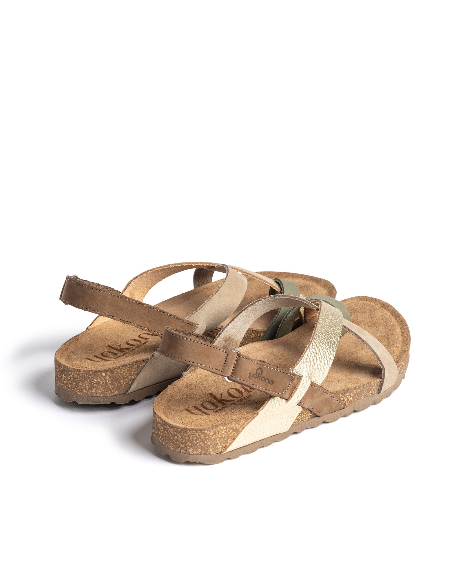 Sandalias planas de mujer de piel - Yokono - Verde Verde-4