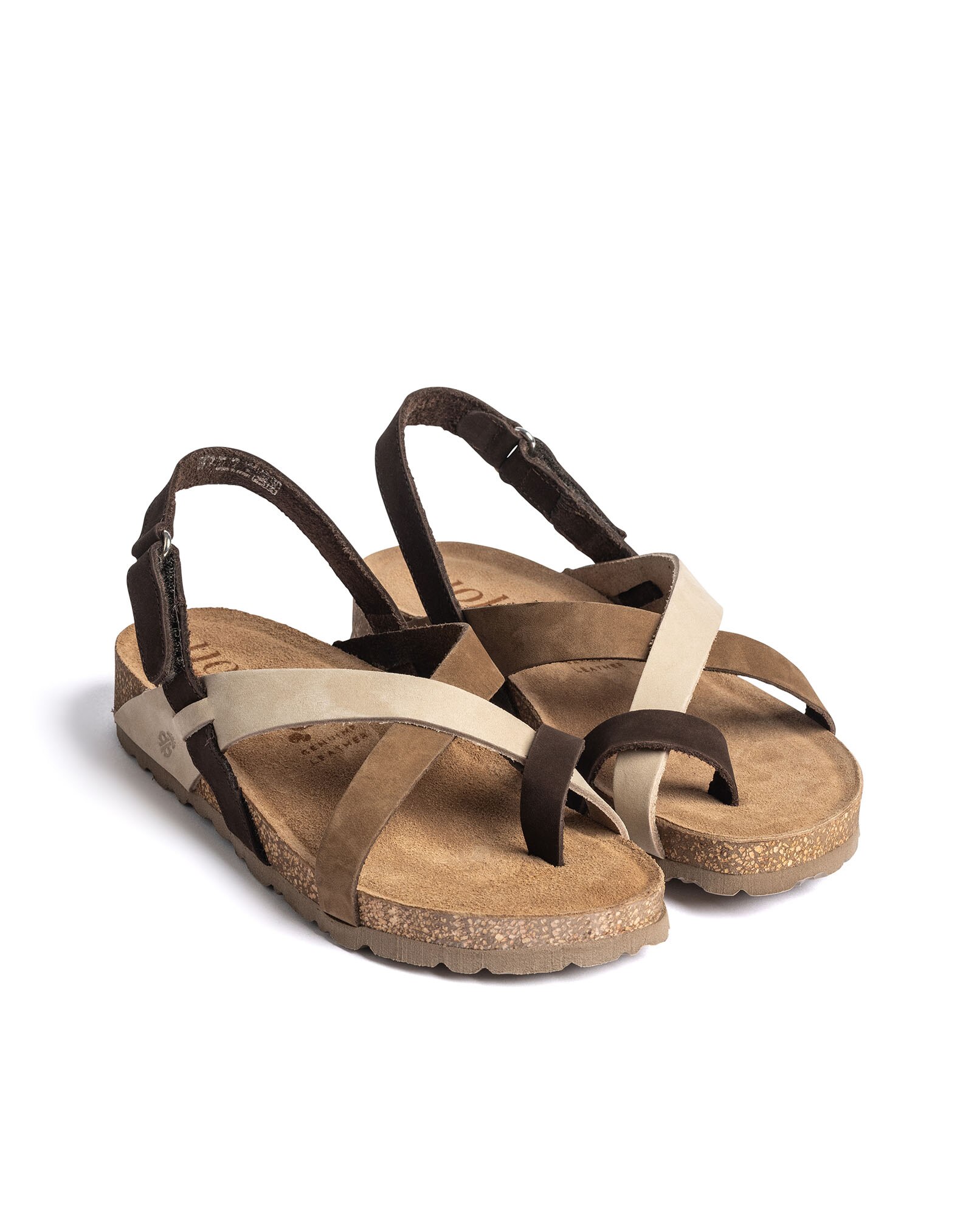 Sandalias planas de mujer de piel - Yokono - Marrón Marrón-2
