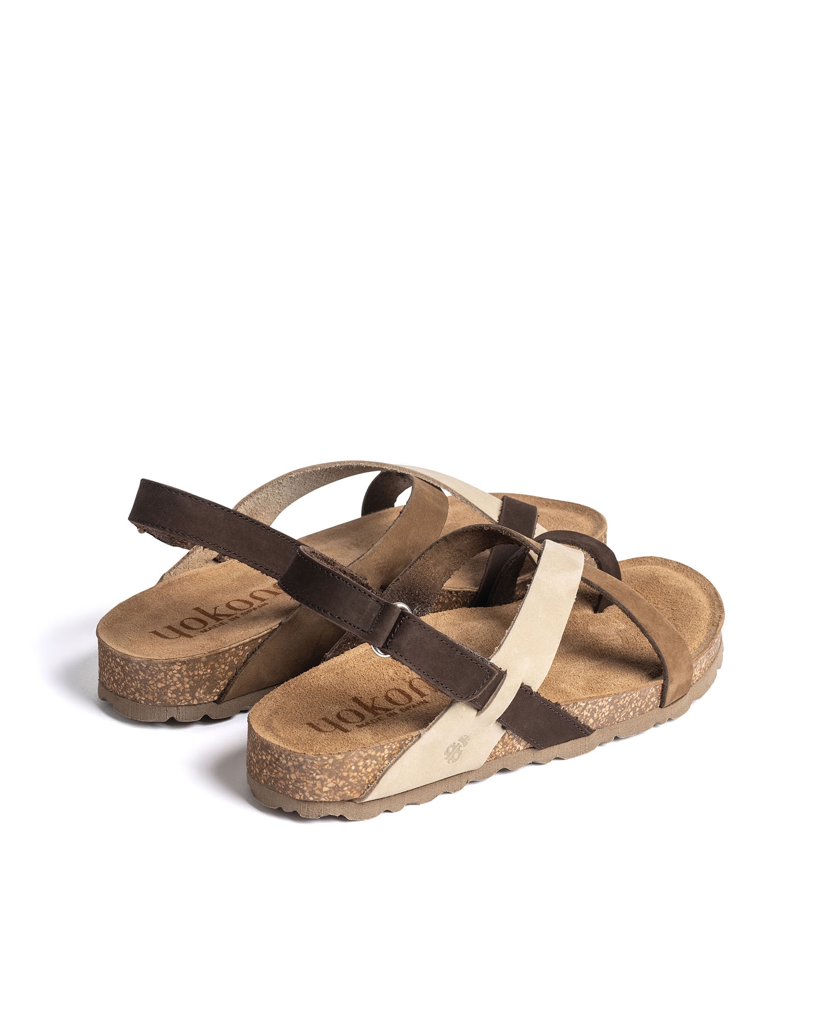 Sandalias planas de mujer de piel - Yokono - Marrón Marrón-4