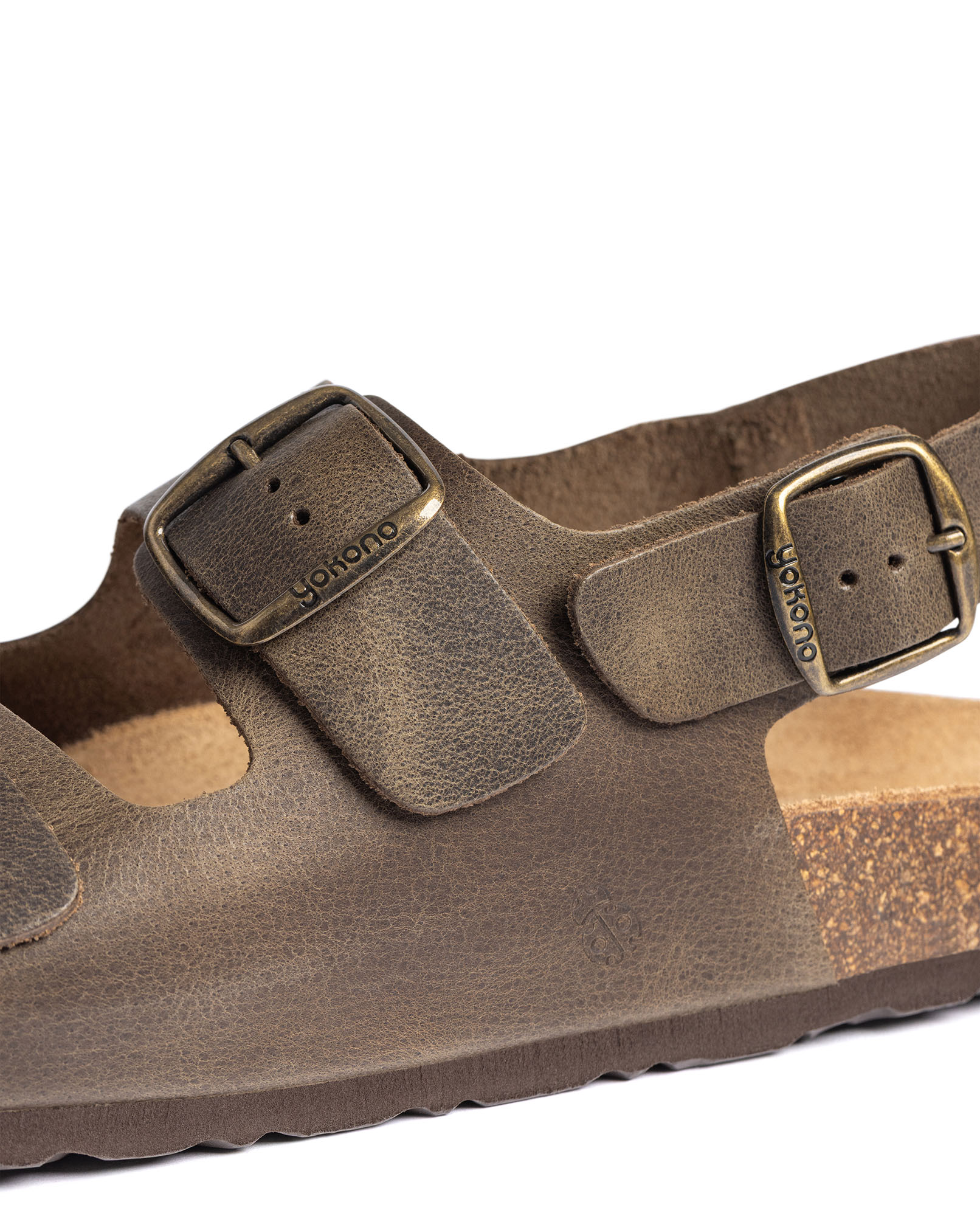 Sandalias planas de hombre de piel - Yokono - Marrón claro Marrón claro-3