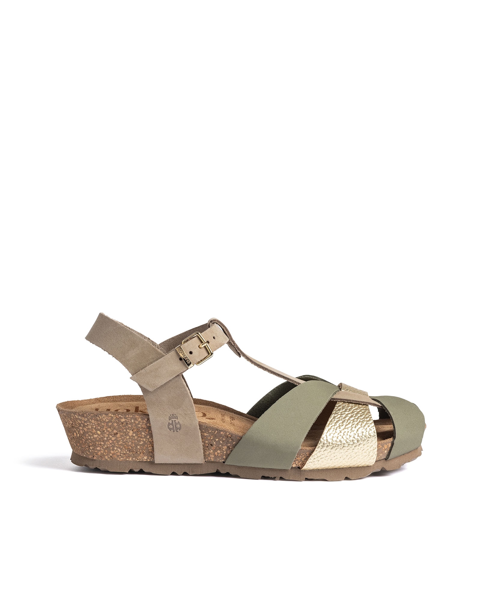 Sandalias de cuña de mujer de piel - Yokono - Verde Verde-1