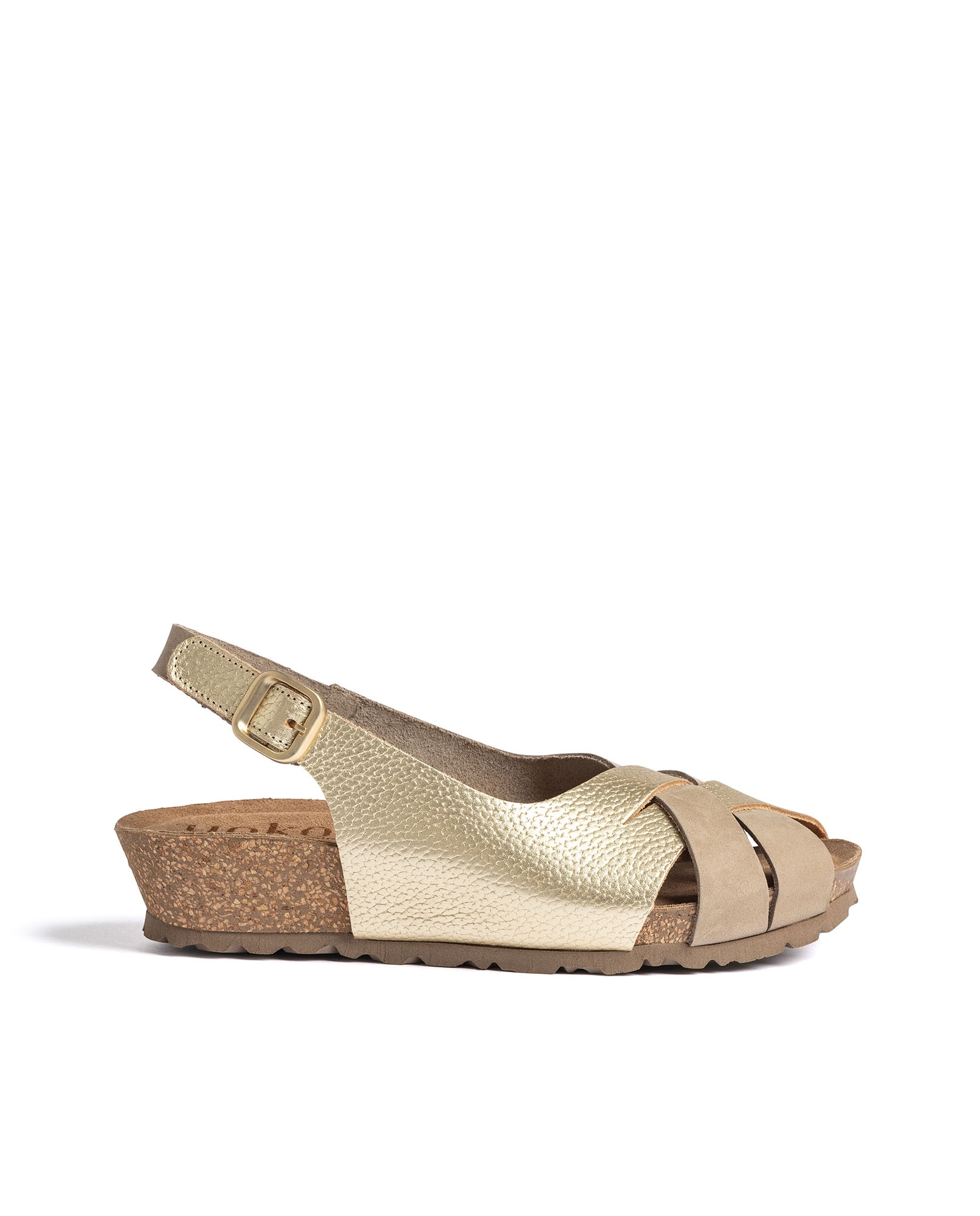 Imagen 0 de Sandalias de cuña de mujer de piel Oro