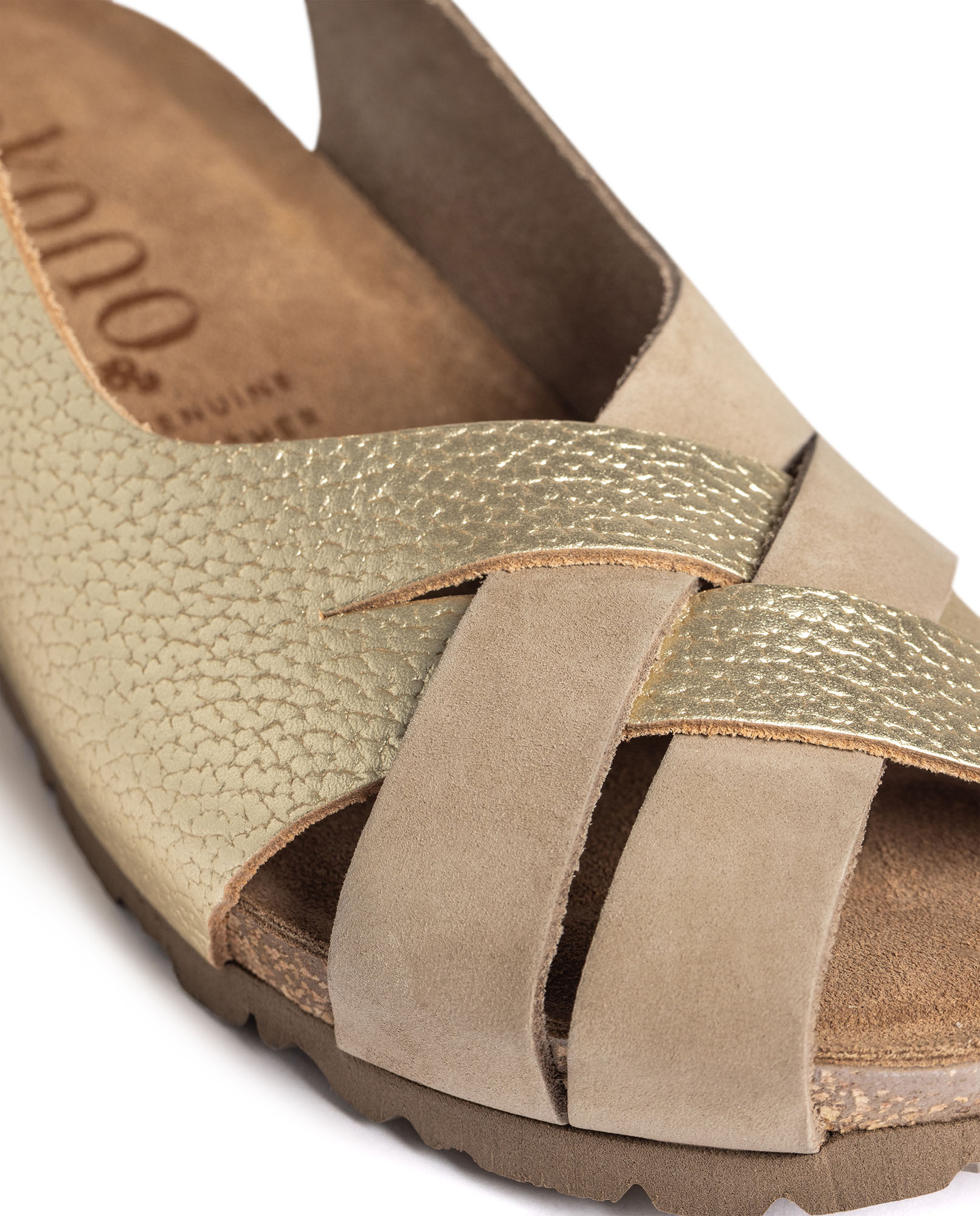 Sandalias de cuña de mujer de piel - Yokono - Oro Oro-3
