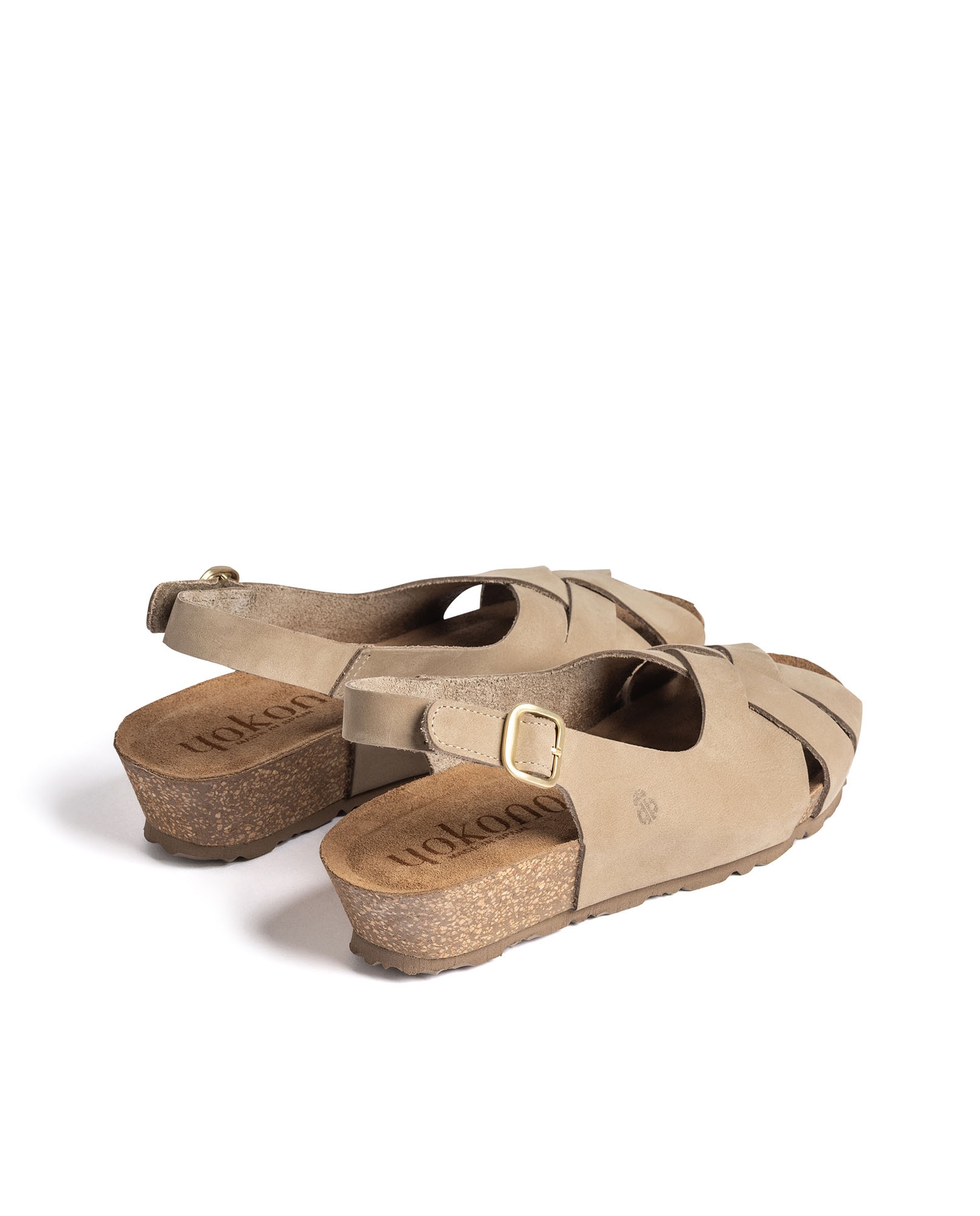 Sandalias de cuña de mujer de piel - Yokono - Marrón claro Marrón claro-4