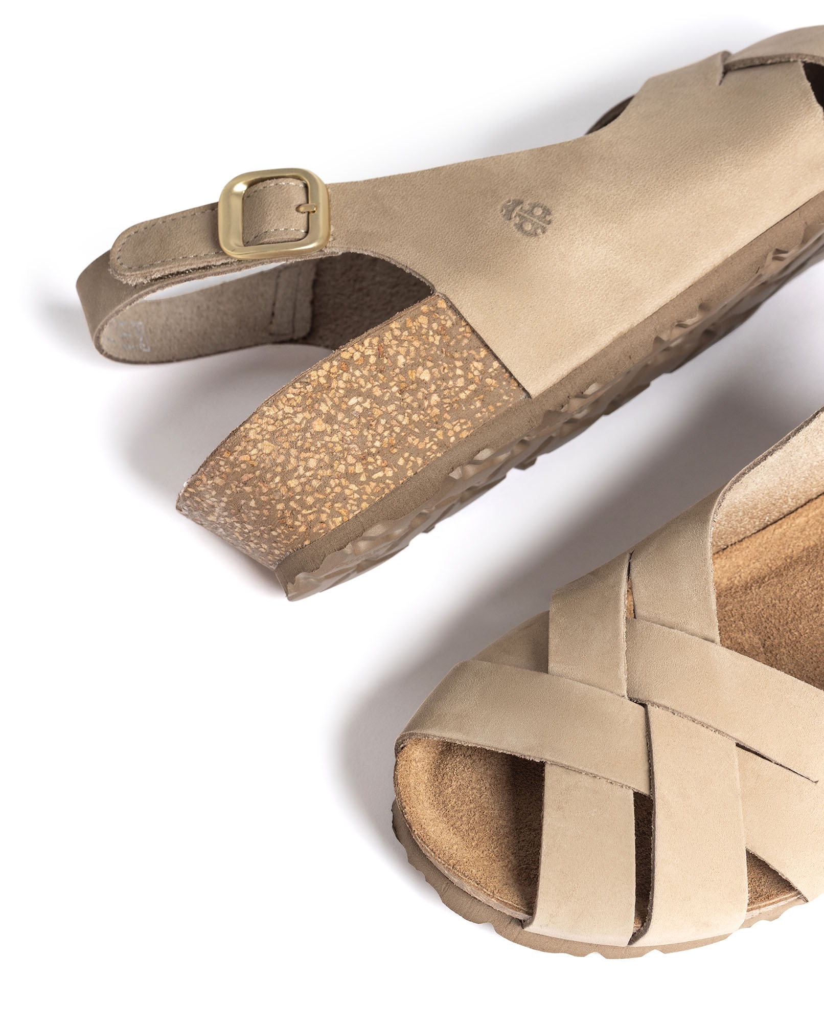 Sandalias de cuña de mujer de piel - Yokono - Marrón claro Marrón claro-5