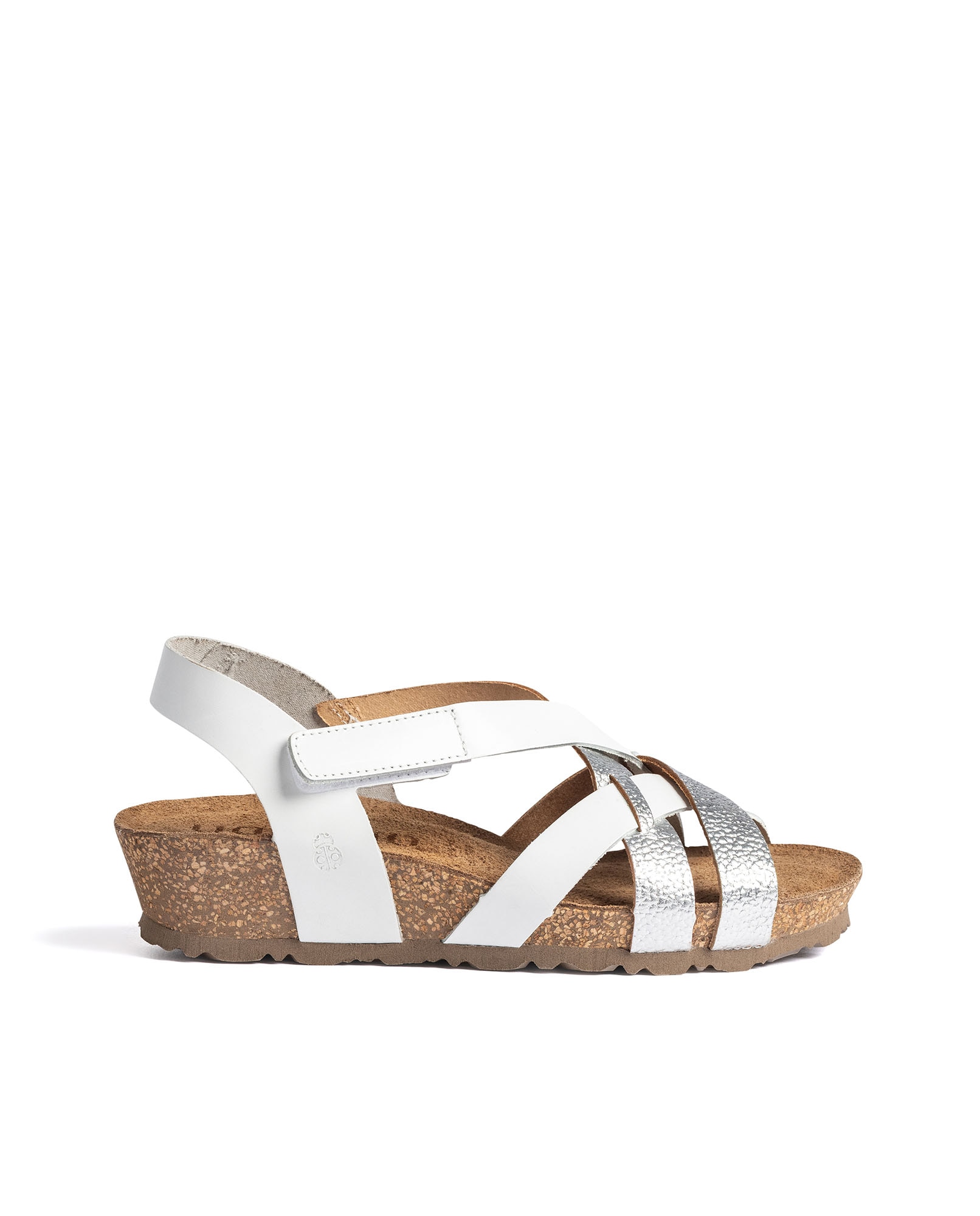 Sandalias de cuña de mujer de piel - Yokono - Plateado Plateado-1