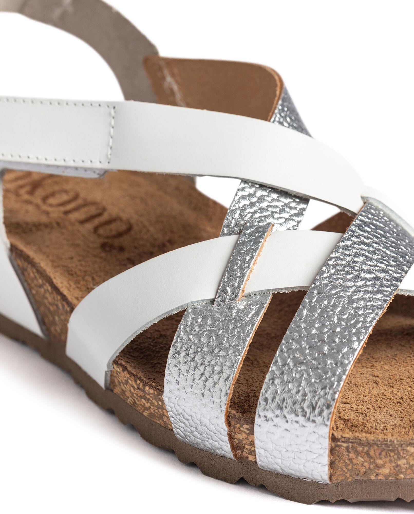 Sandalias de cuña de mujer de piel - Yokono - Plateado Plateado-3