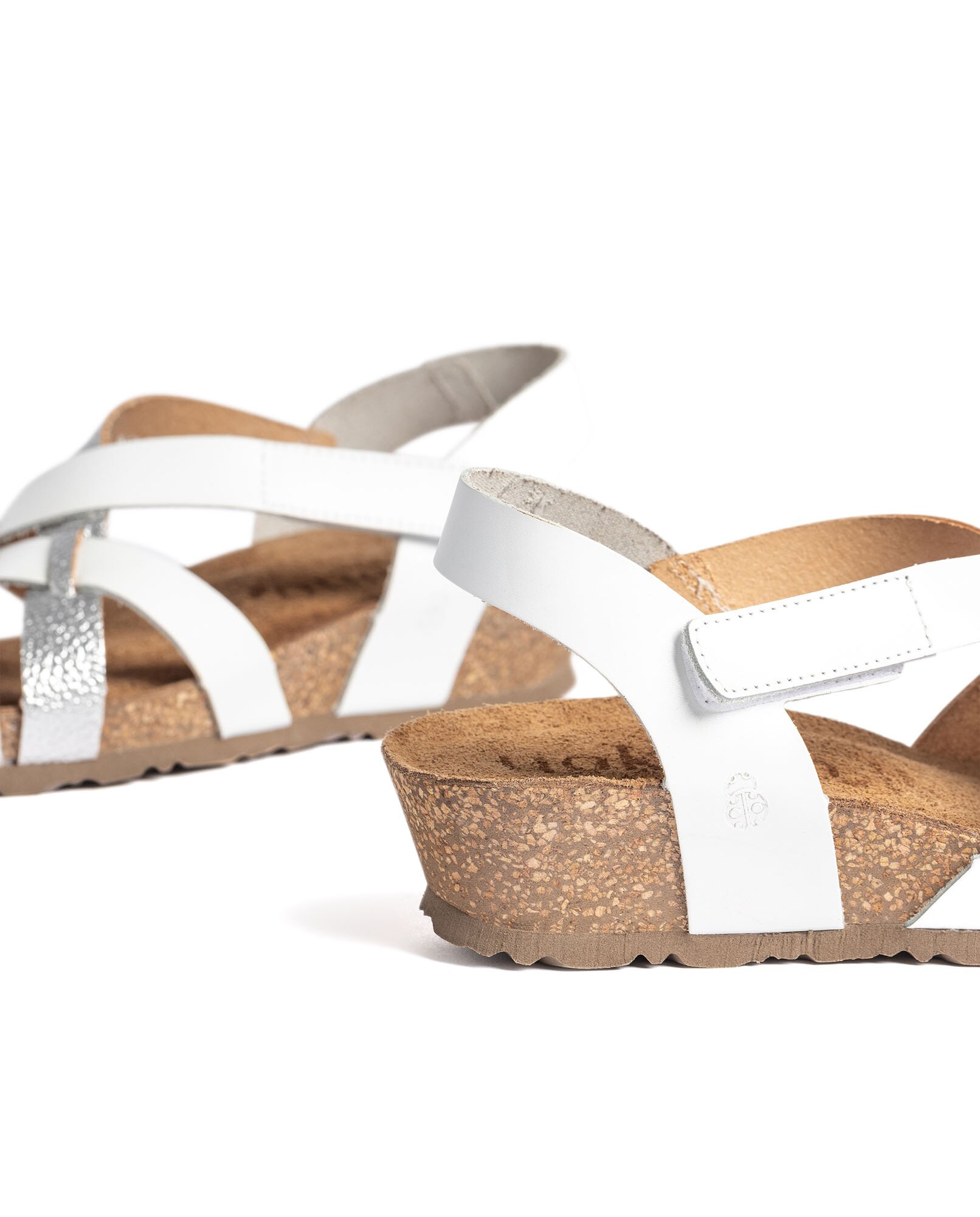 Sandalias de cuña de mujer de piel - Yokono - Plateado Plateado-5