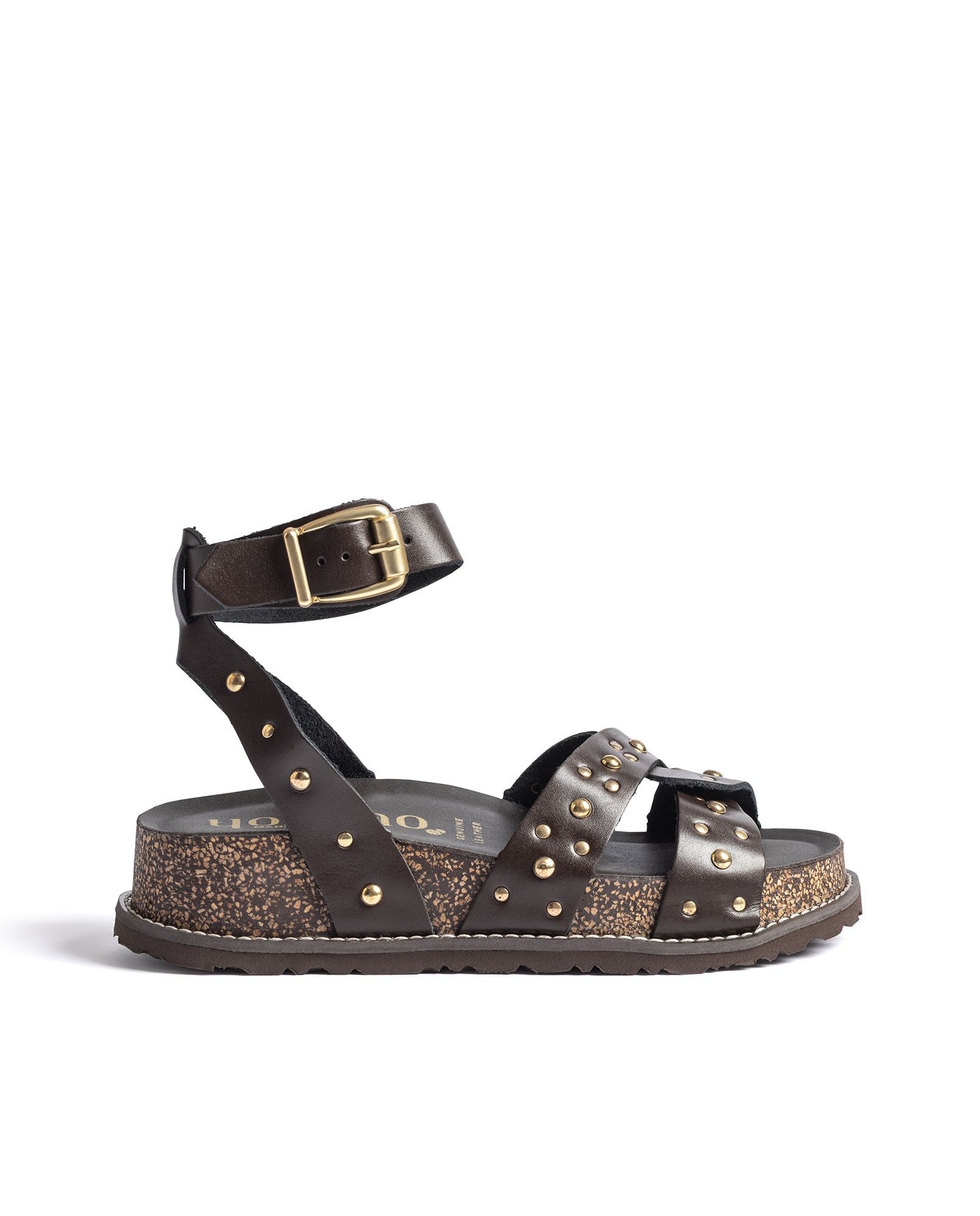 Sandalias de tacón de mujer de piel - Yokono - Marrón oscuro Marrón oscuro-1