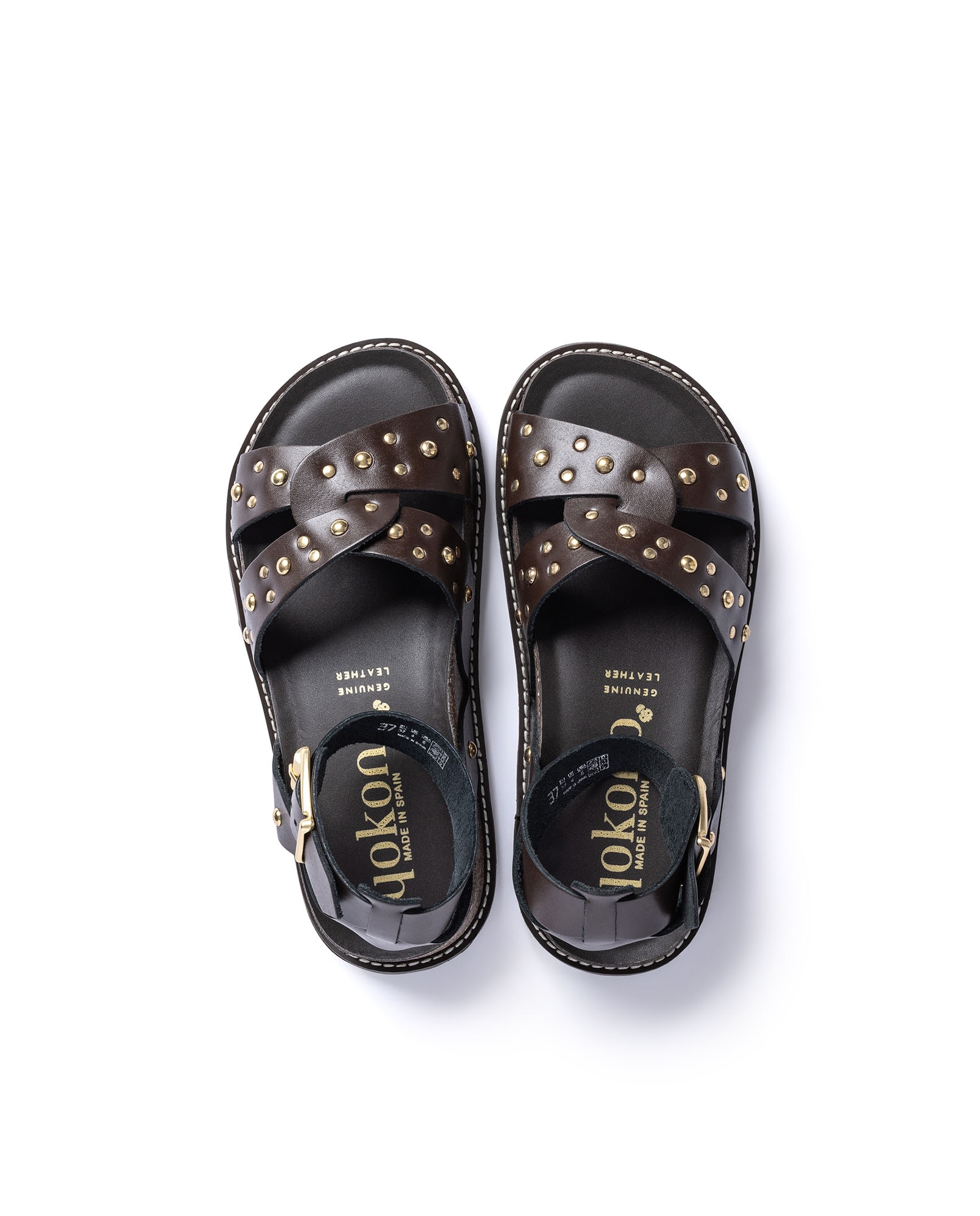 Sandalias de tacón de mujer de piel - Yokono - Marrón oscuro Marrón oscuro-3