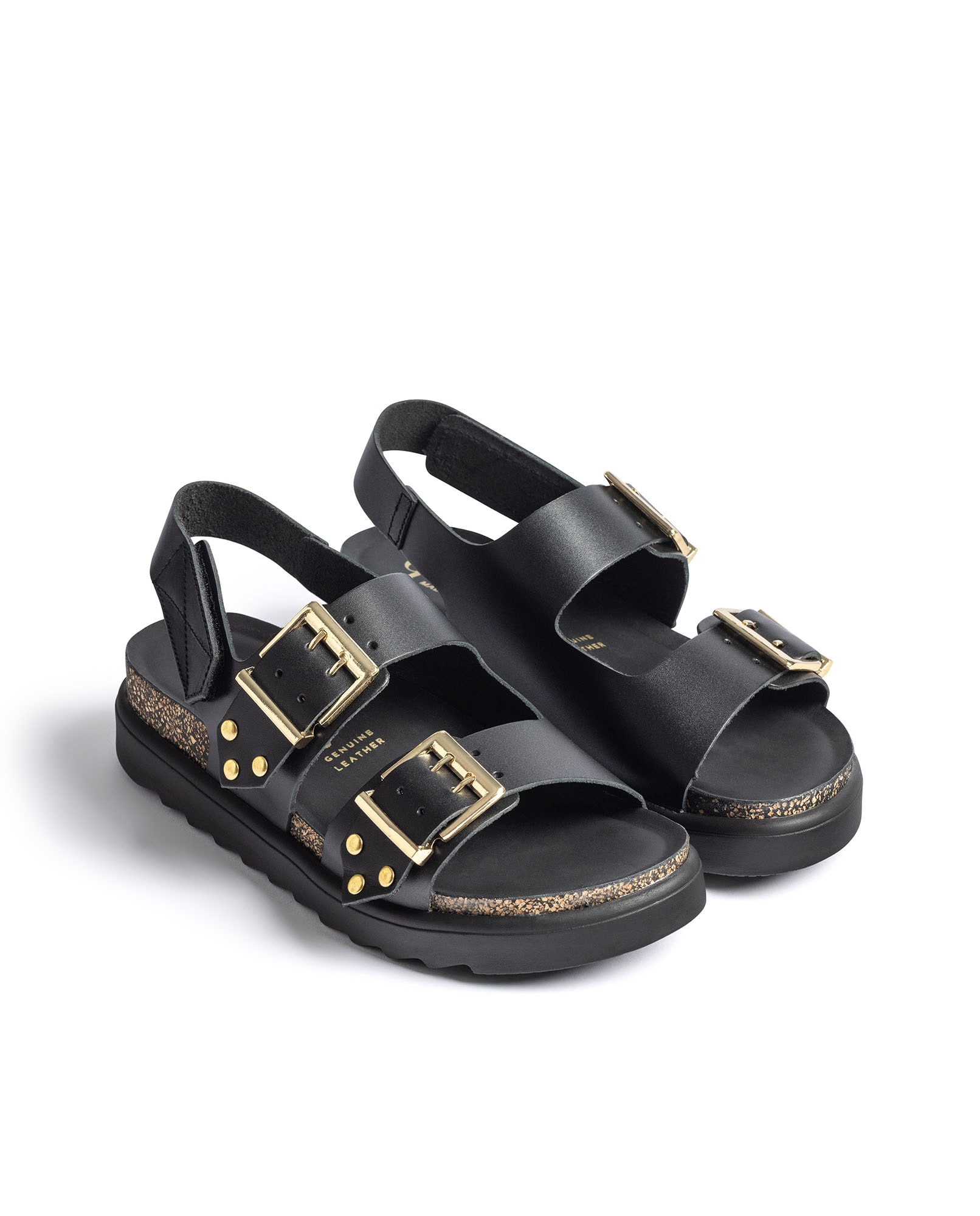 Sandalias planas de mujer de piel - Yokono - Negro Negro-2