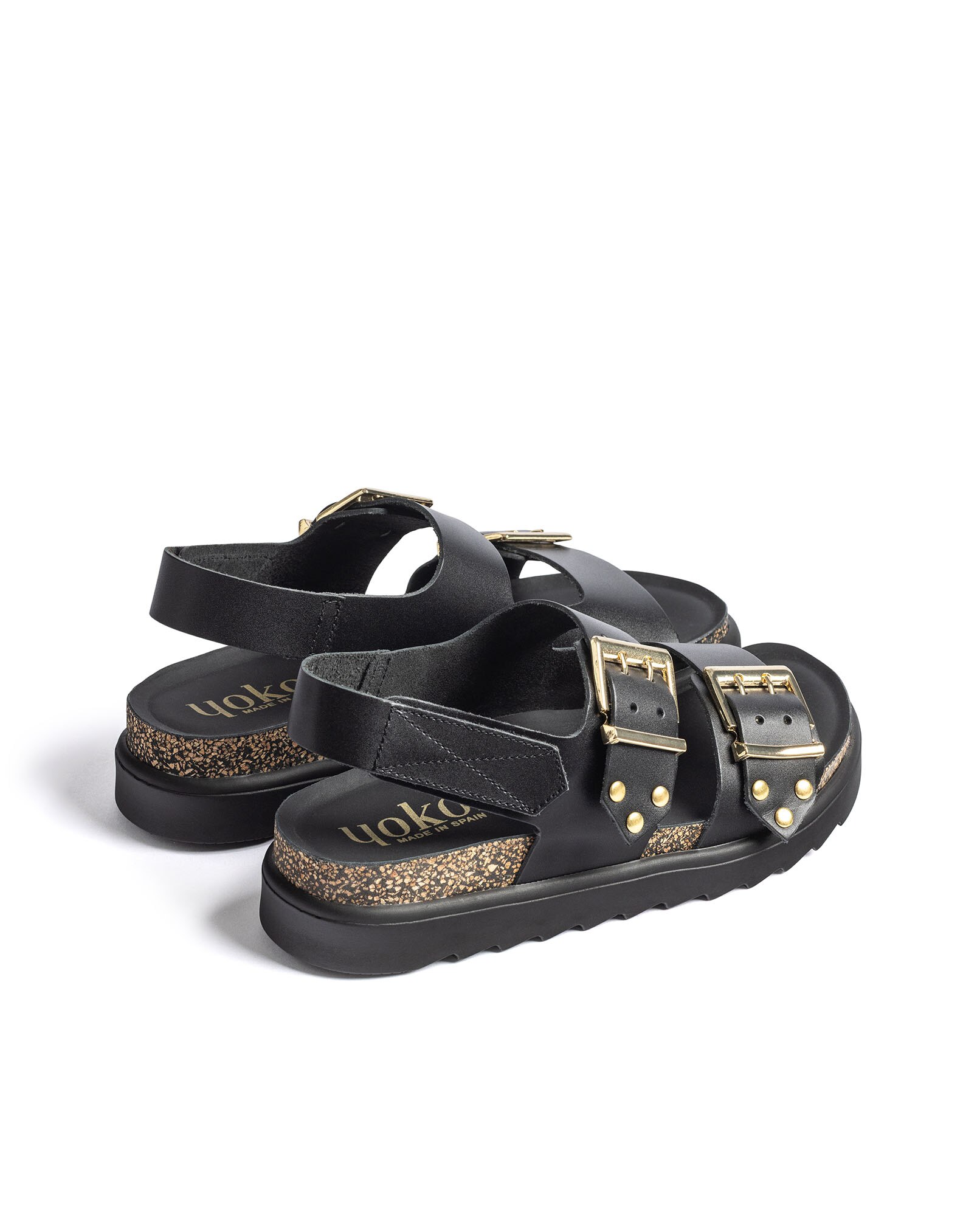 Sandalias planas de mujer de piel - Yokono - Negro Negro-4