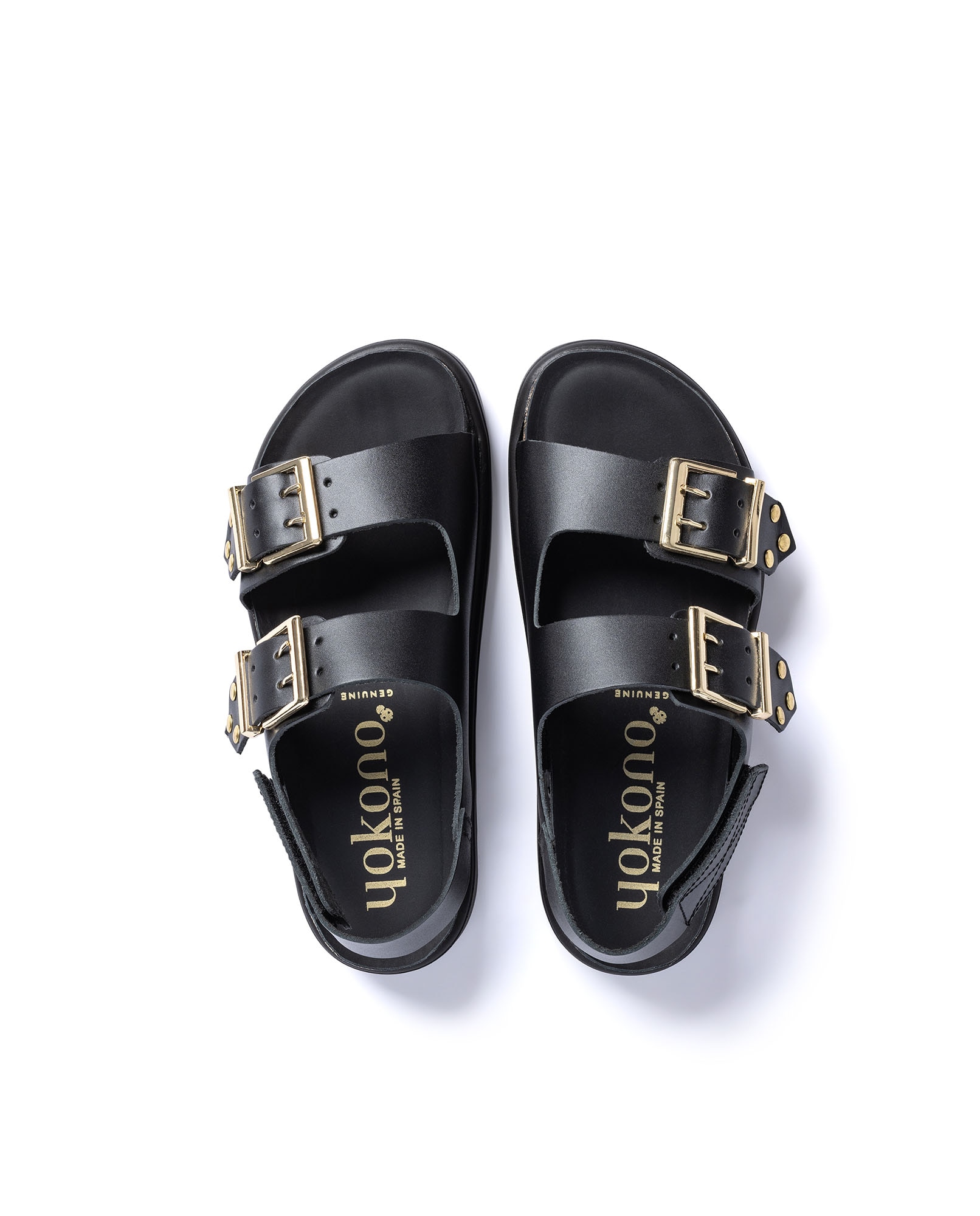 Sandalias planas de mujer de piel - Yokono - Negro Negro-5