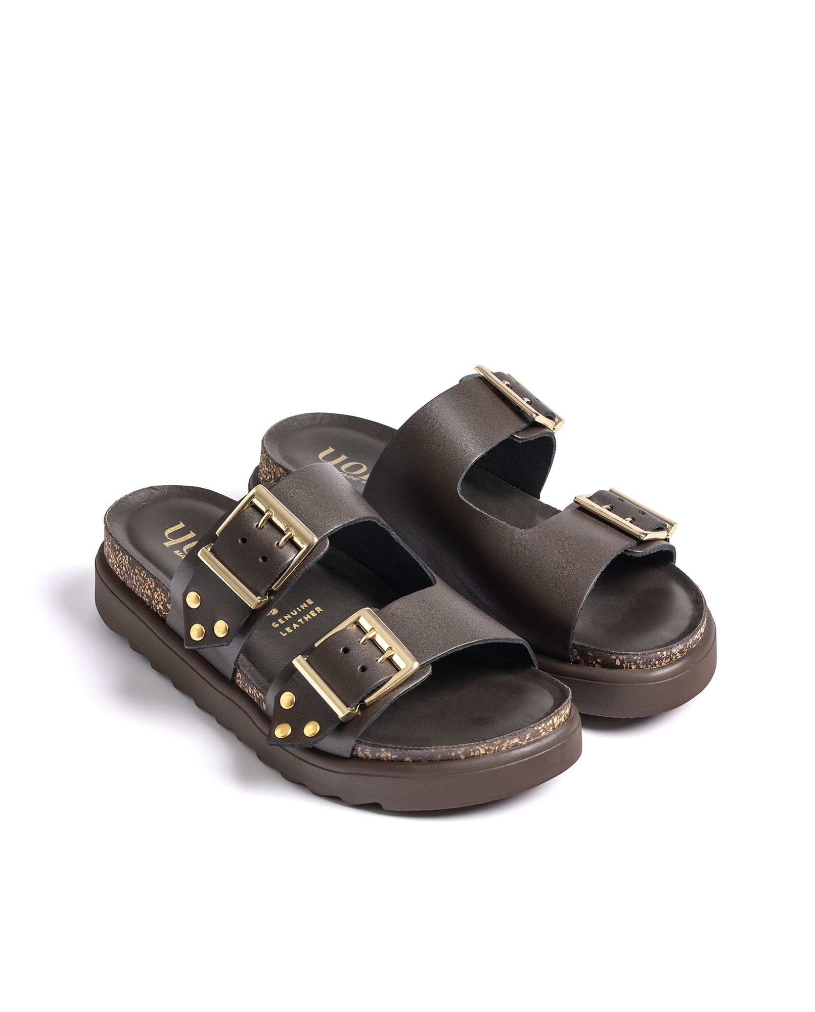 Sandalias planas de mujer de piel - Yokono - Marrón oscuro Marrón oscuro-2
