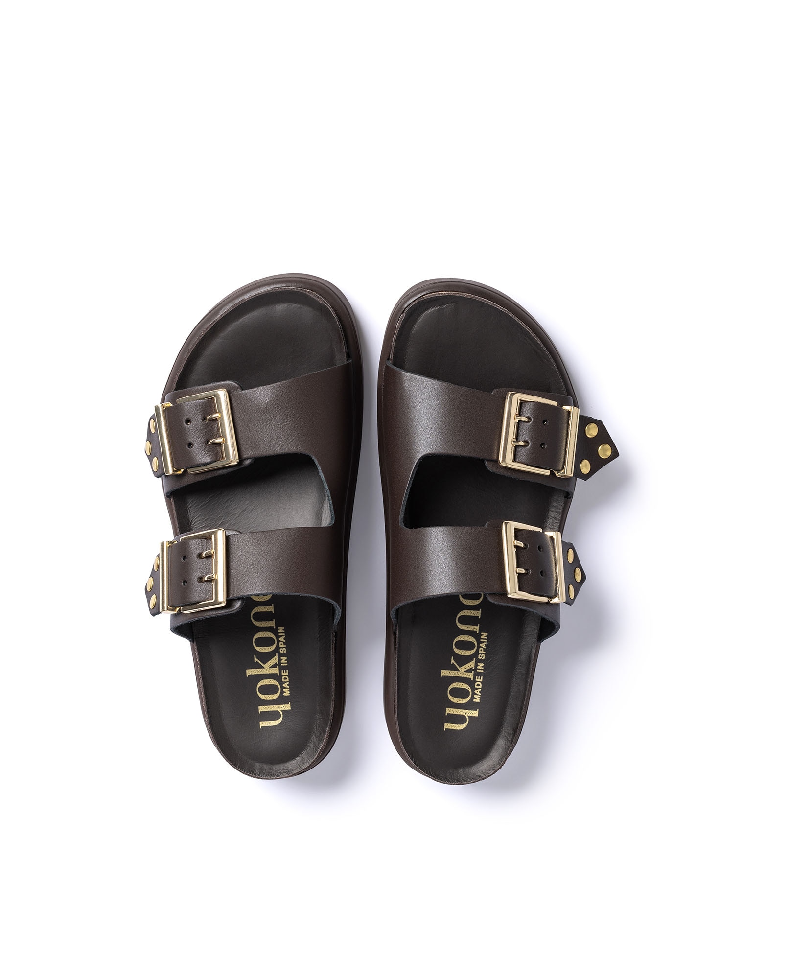 Sandalias planas de mujer de piel - Yokono - Marrón oscuro Marrón oscuro-5