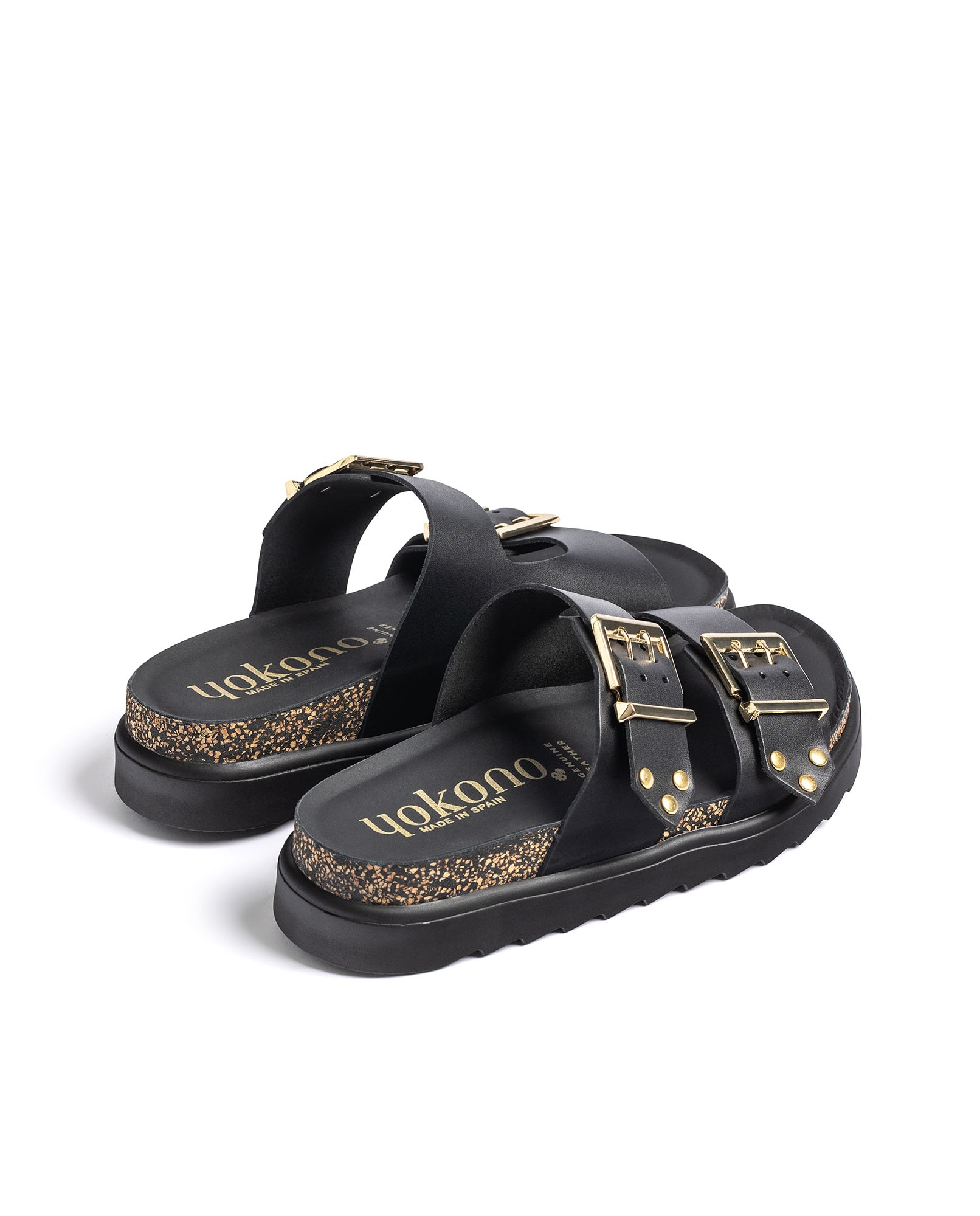 Sandalias planas de mujer de piel - Yokono - Negro Negro-4