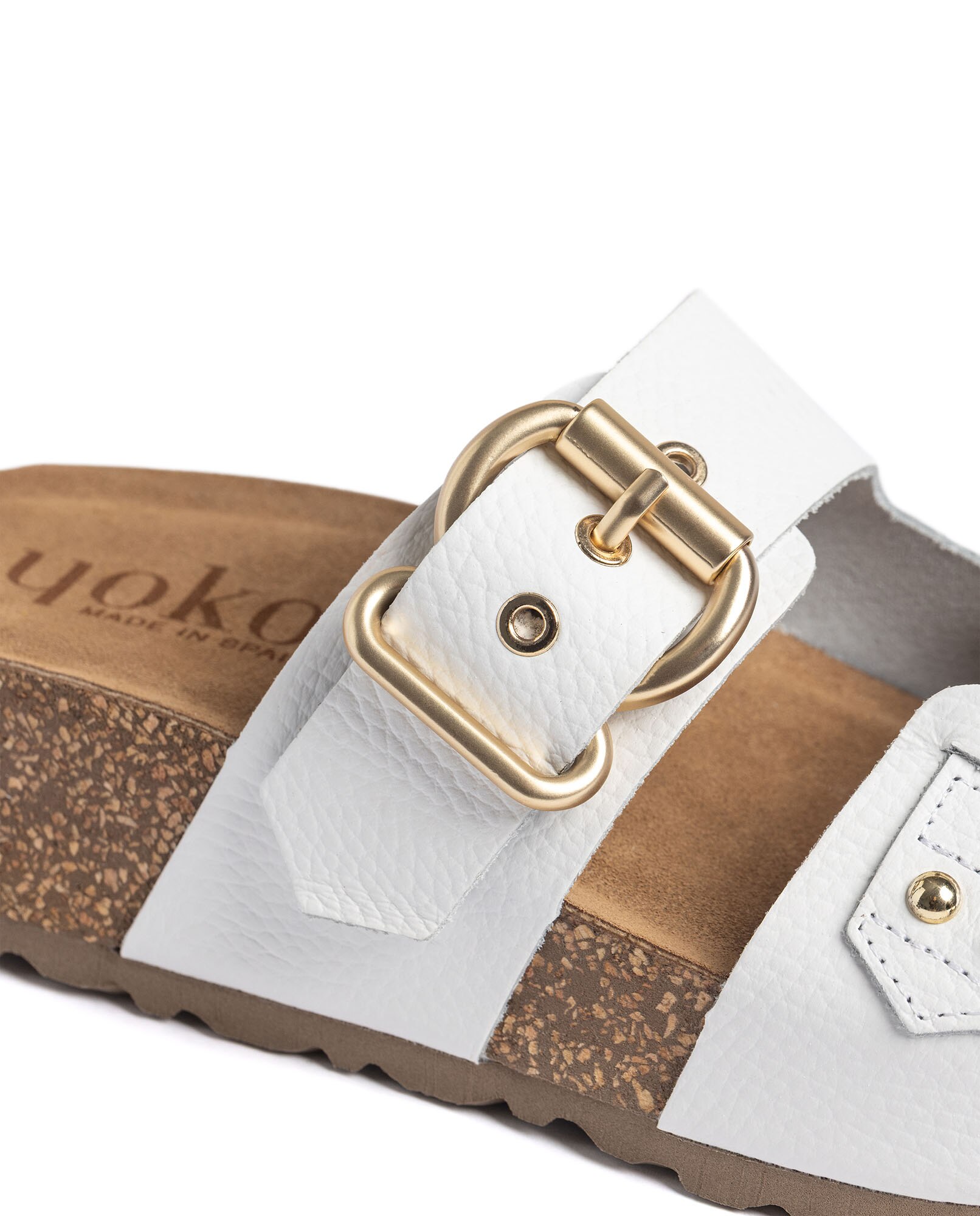 Sandalias de cuña de mujer de piel - Yokono - Blanco Blanco-3
