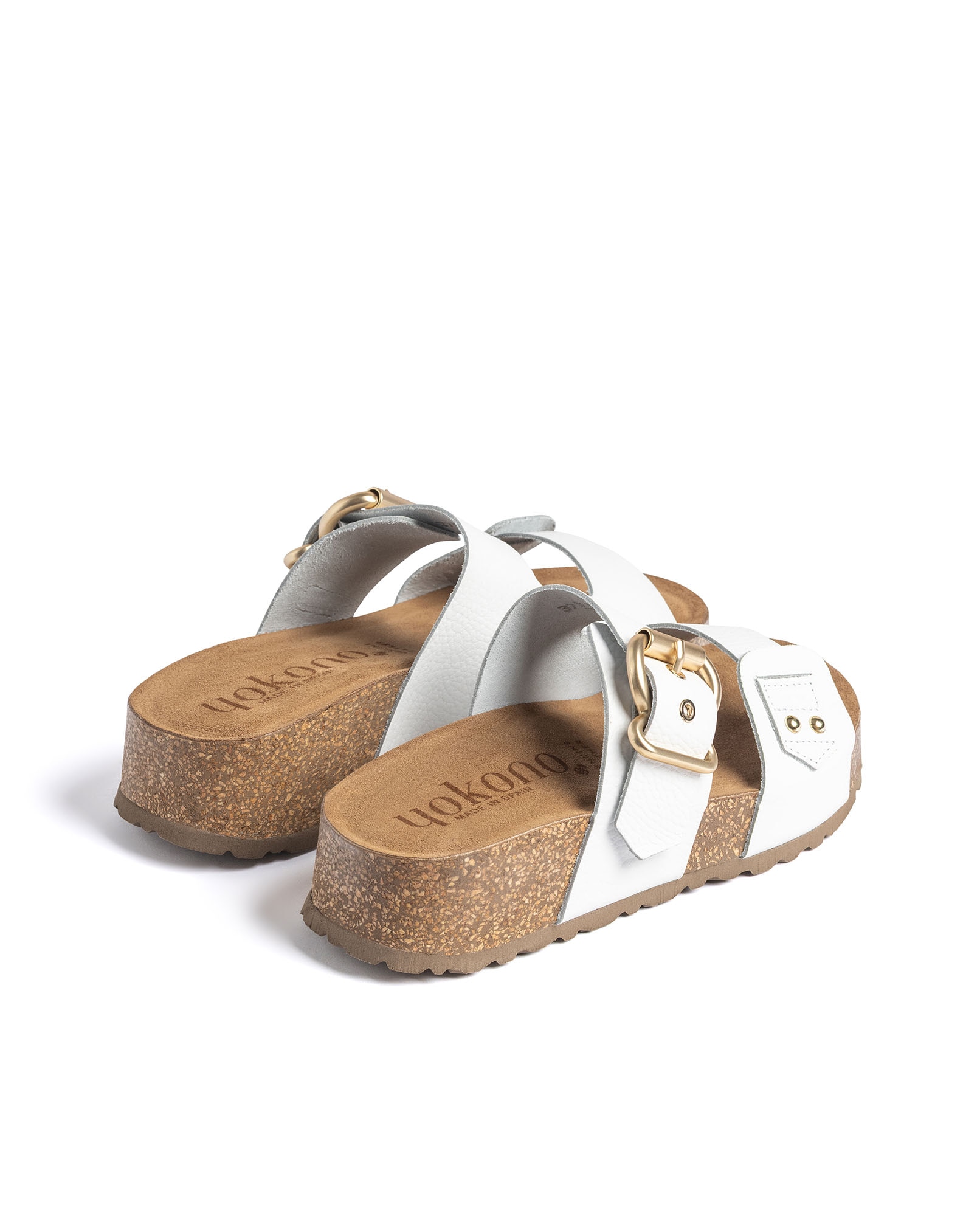 Sandalias de cuña de mujer de piel - Yokono - Blanco Blanco-4