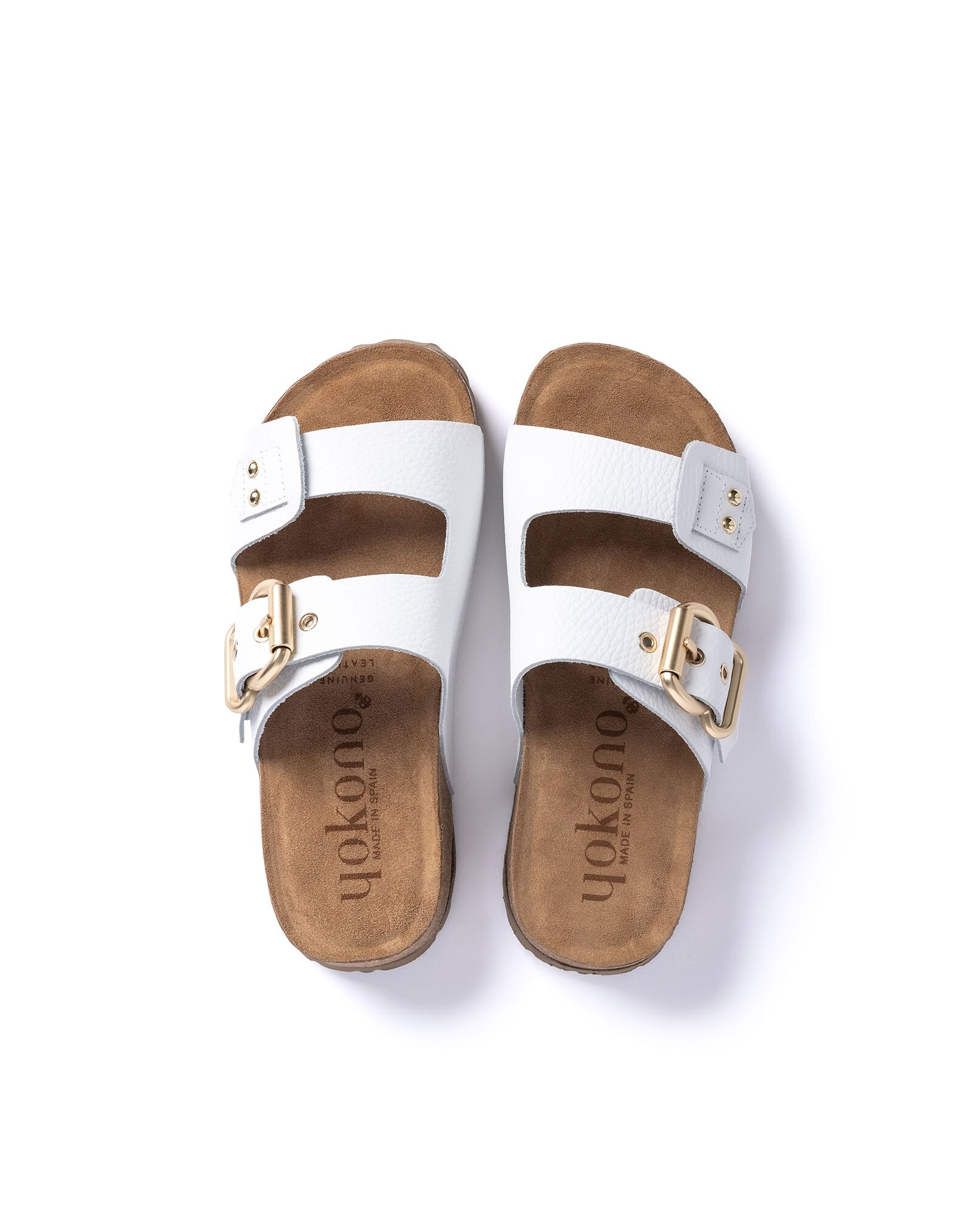 Sandalias de cuña de mujer de piel - Yokono - Blanco Blanco-5
