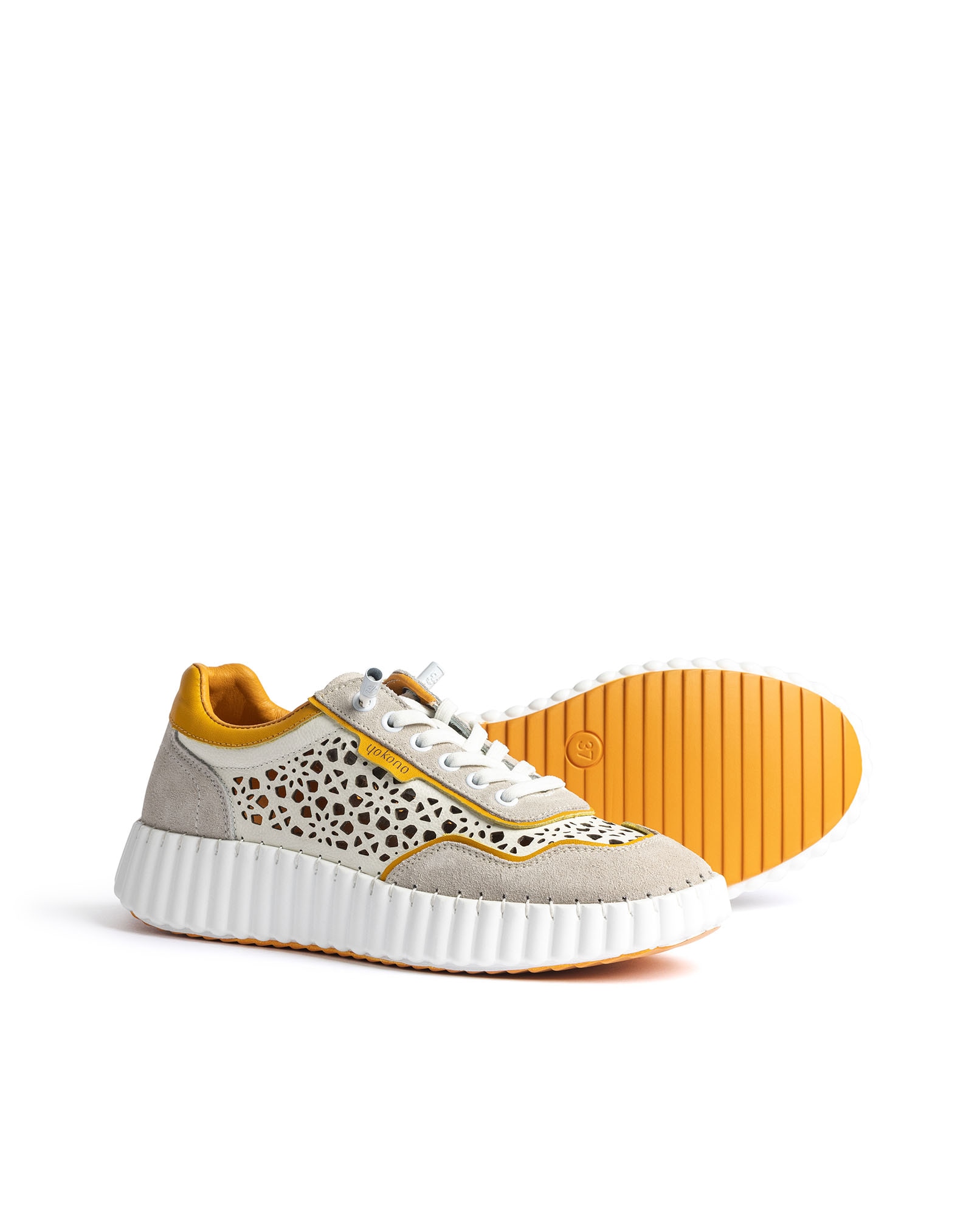 Zapatillas de mujer de piel - Yokono - Naranja mango Naranja mango-5