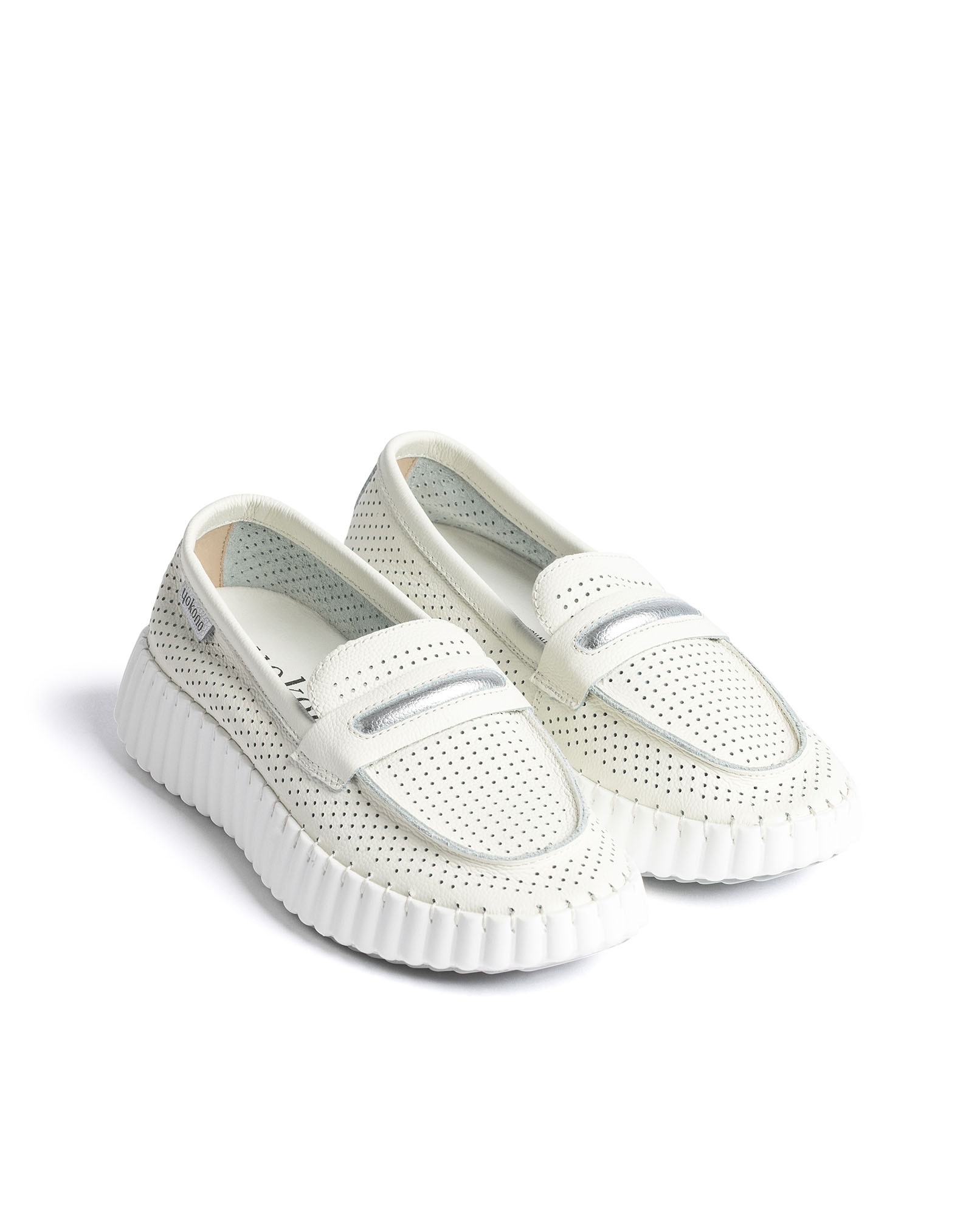 Zapatillas de mujer de piel - Yokono - Blanco Blanco-2
