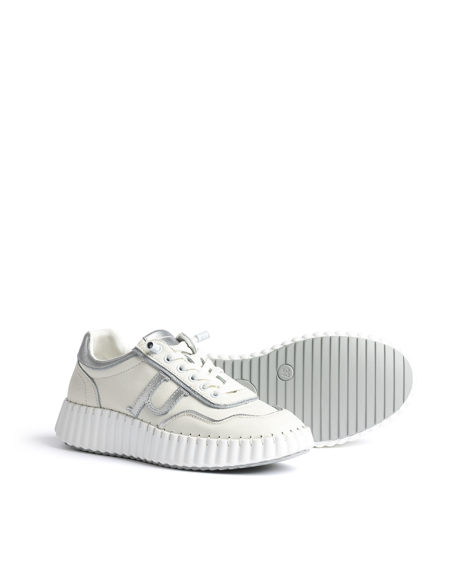 Zapatillas de mujer de piel - Yokono - Plateado Plateado-5