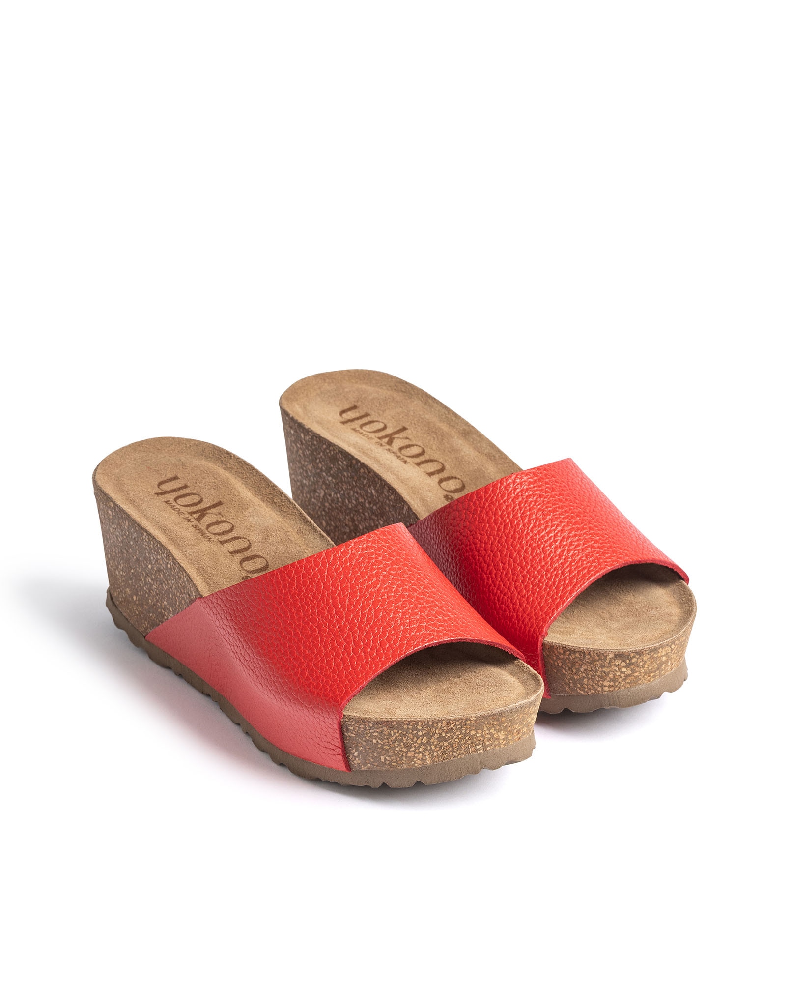 Sandalias de cuña de mujer de piel - Yokono - Coral Coral-2