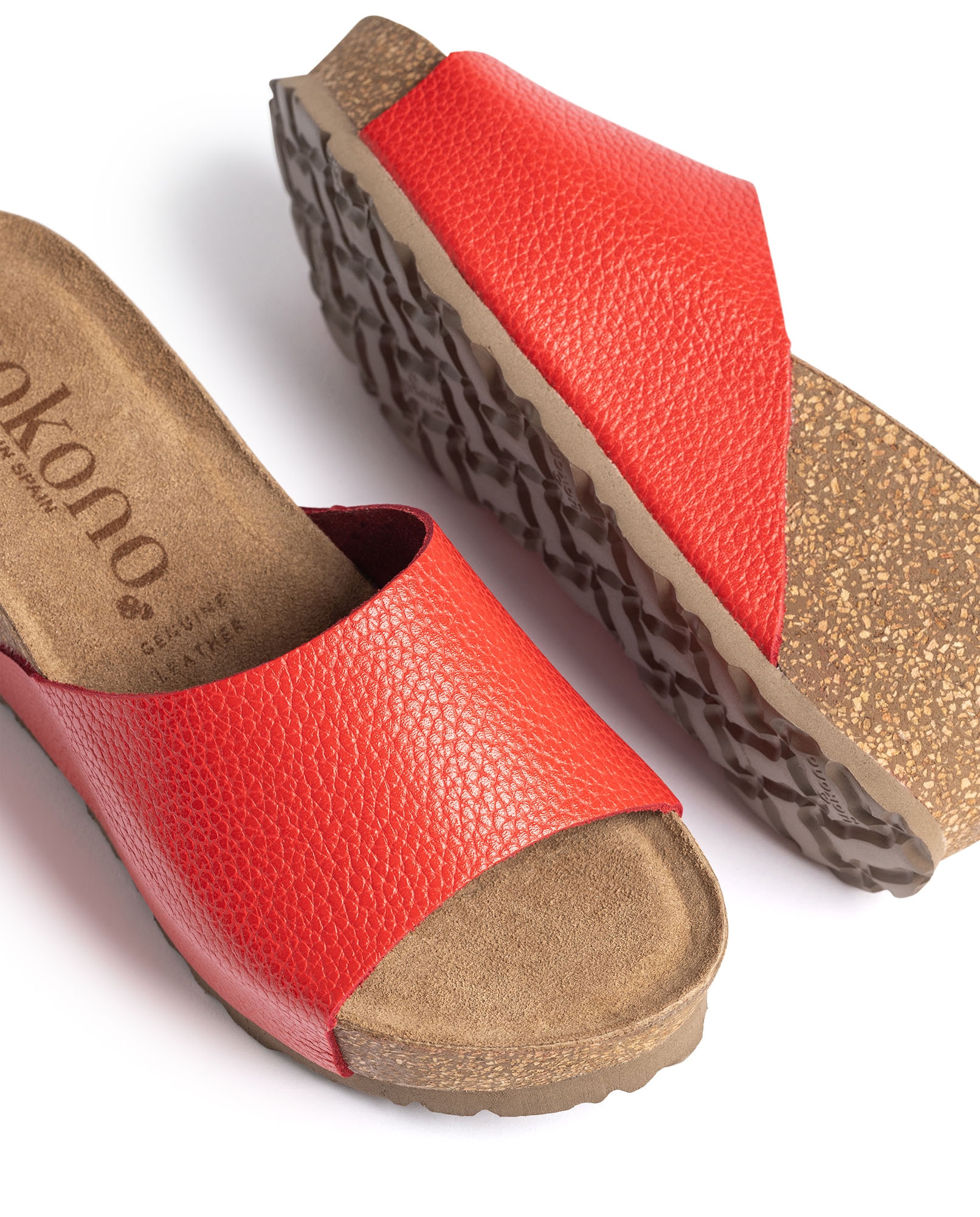 Sandalias de cuña de mujer de piel - Yokono - Coral Coral-5