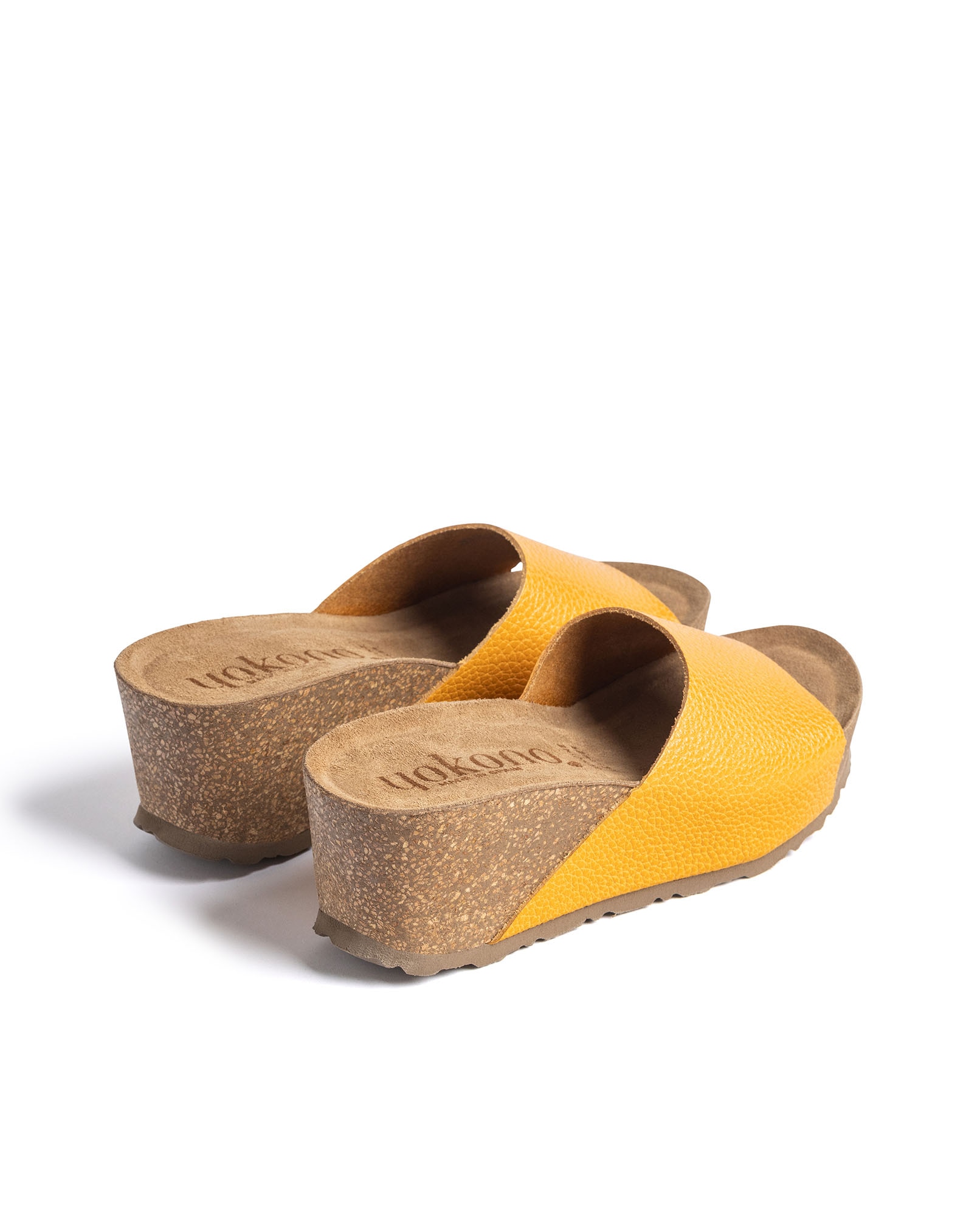 Sandalias de cuña de mujer de piel - Yokono - Naranja Naranja-4