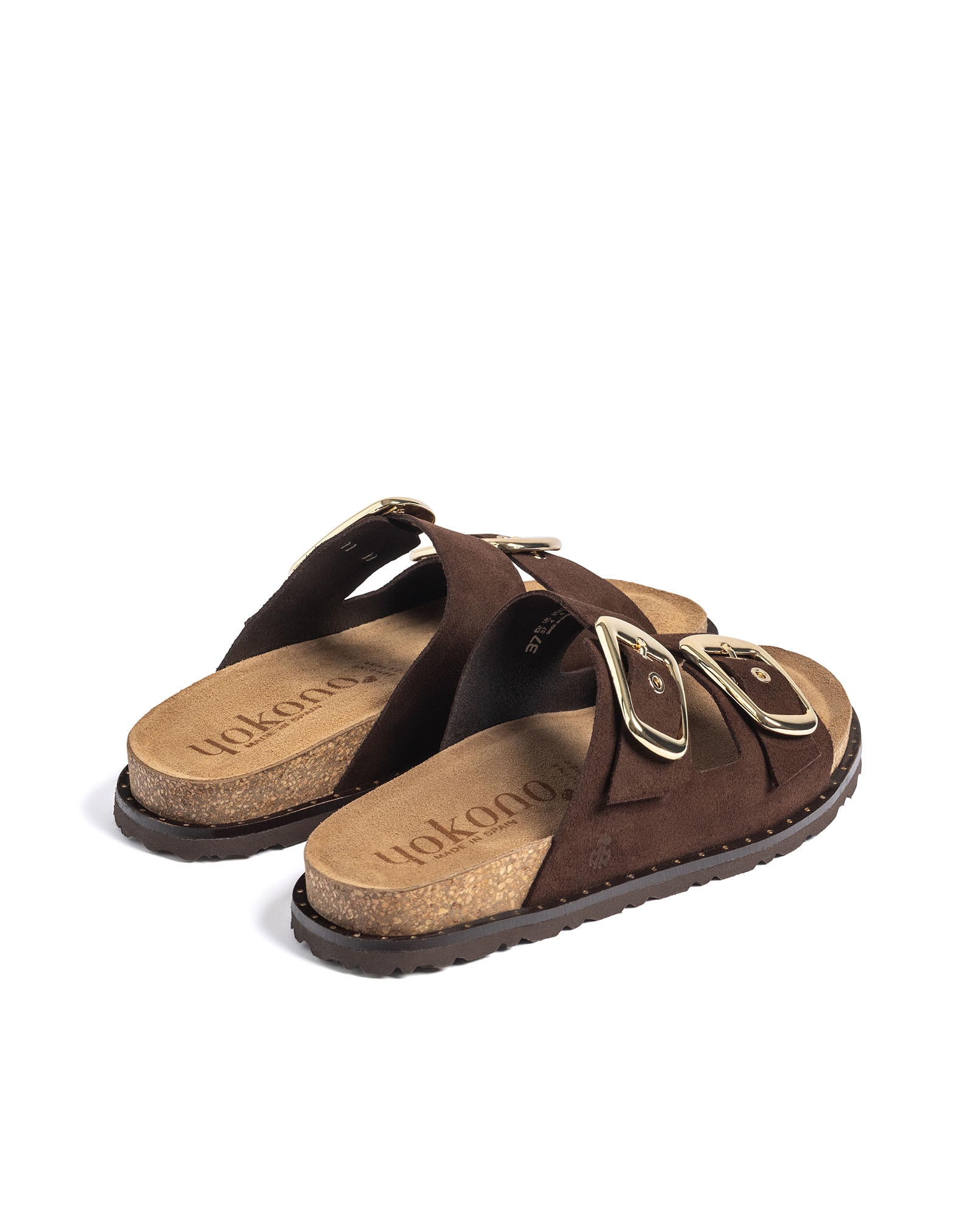 Sandalias planas de mujer de piel - Yokono - Marrón oscuro Marrón oscuro-4