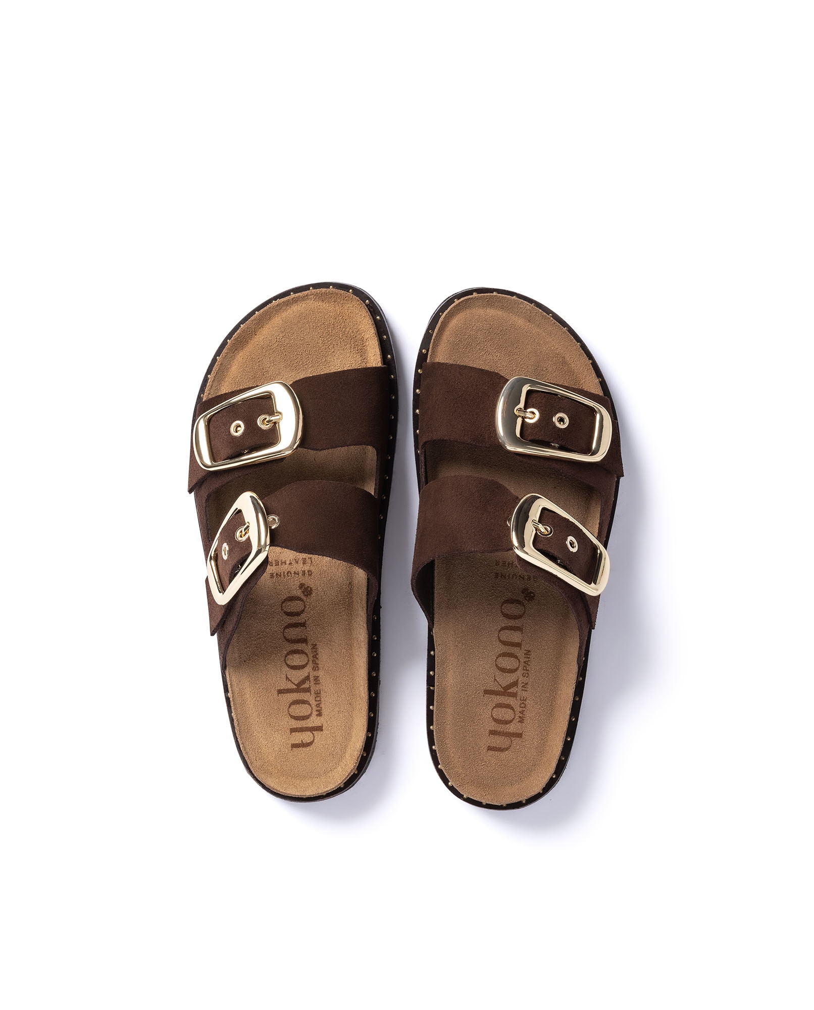Sandalias planas de mujer de piel - Yokono - Marrón oscuro Marrón oscuro-5