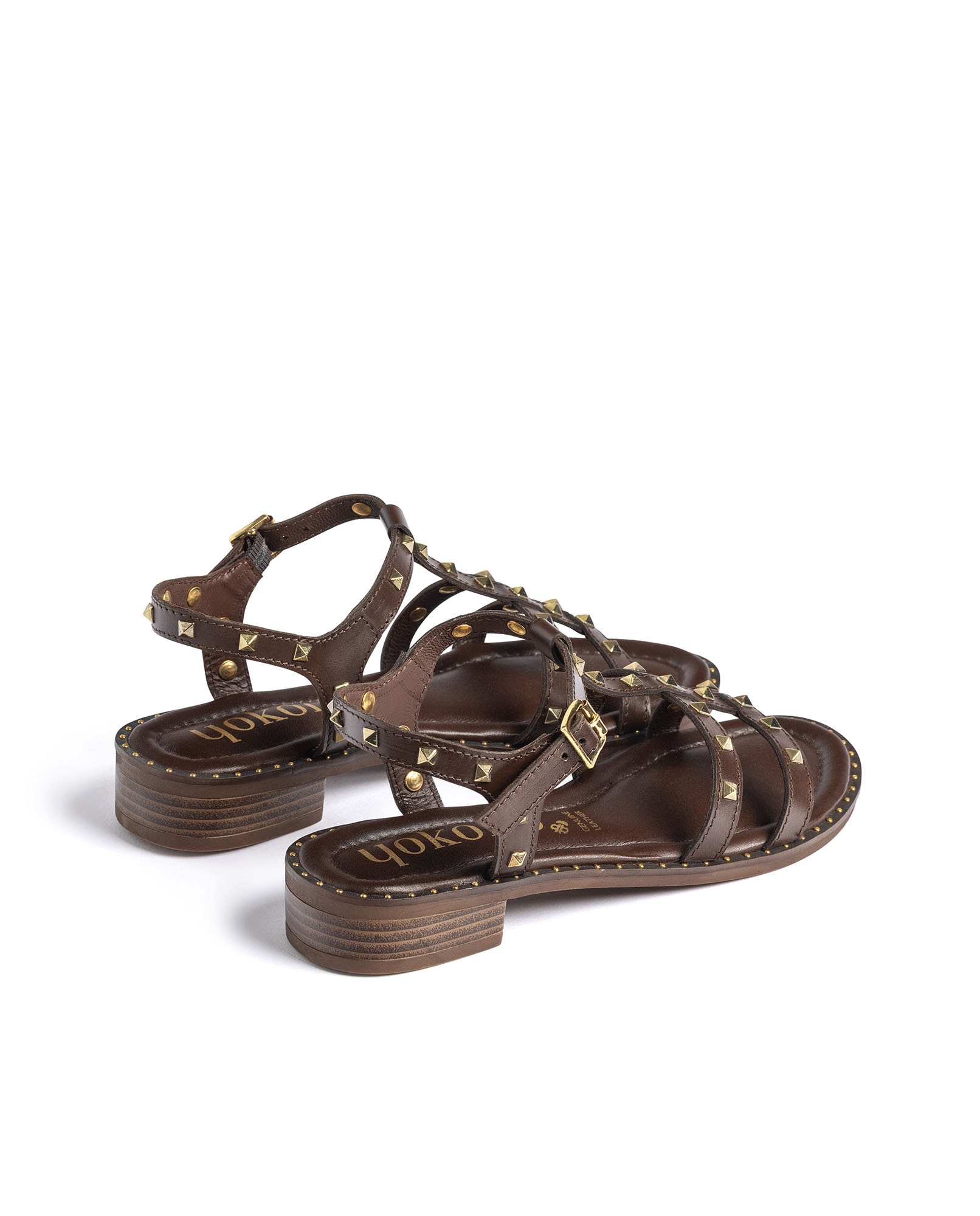 Sandalias de tacón de mujer de piel - Yokono - Beige Beige-4