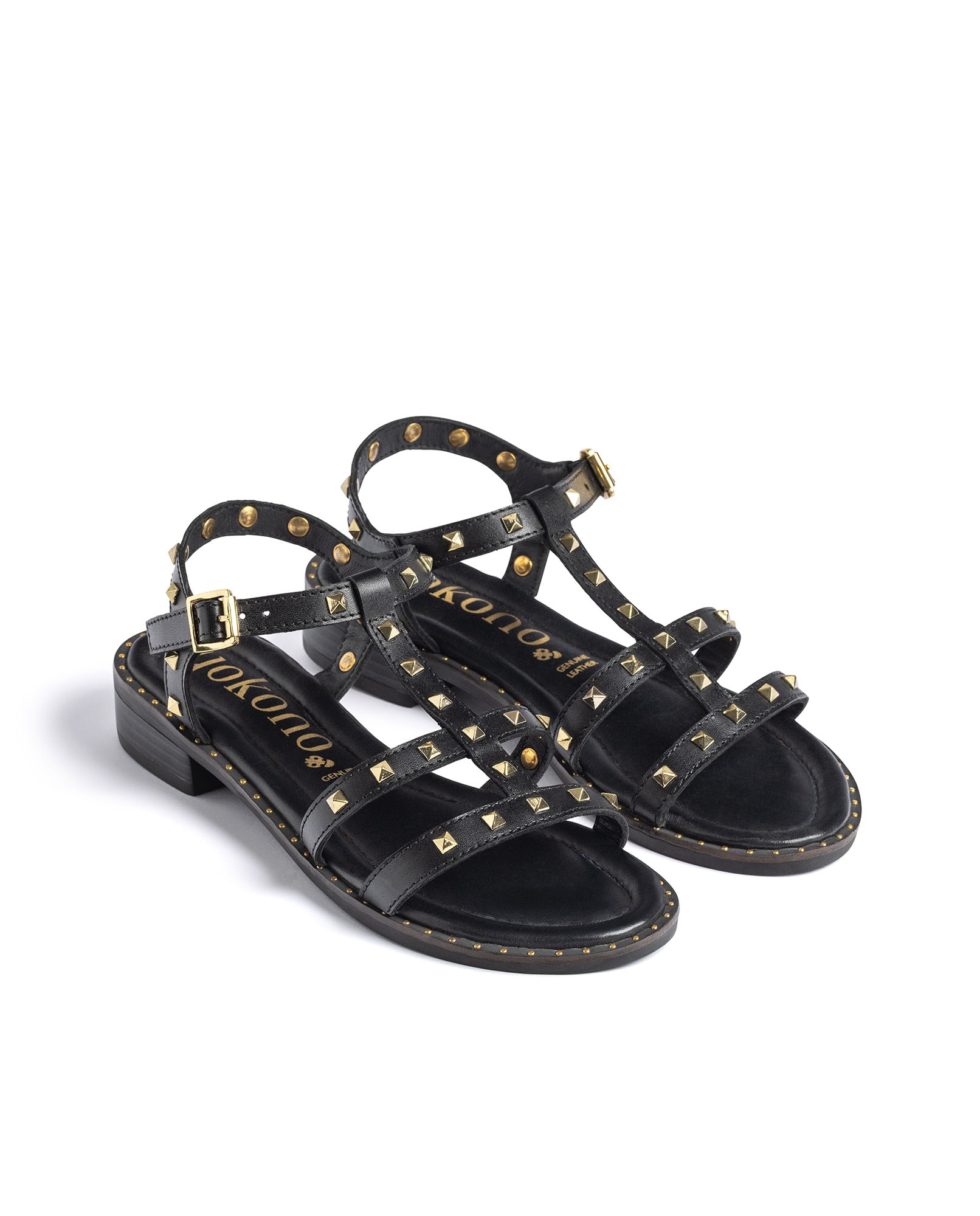 Sandalias de tacón de mujer de piel - Yokono - Negro Negro-2