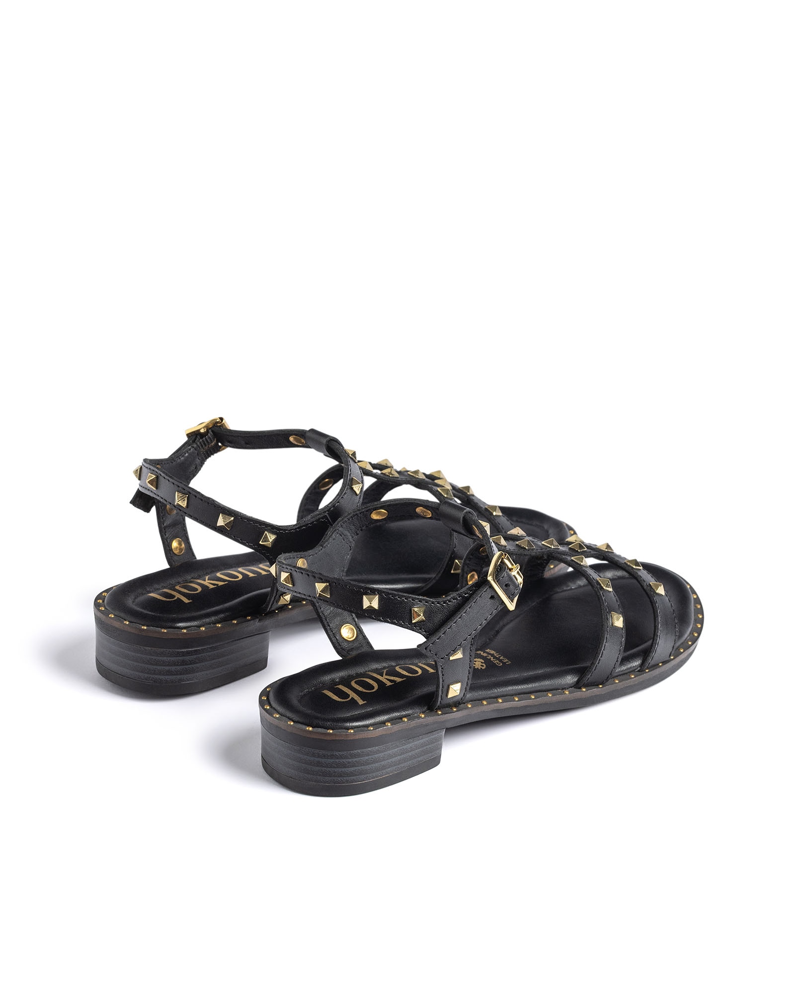 Sandalias de tacón de mujer de piel - Yokono - Negro Negro-4