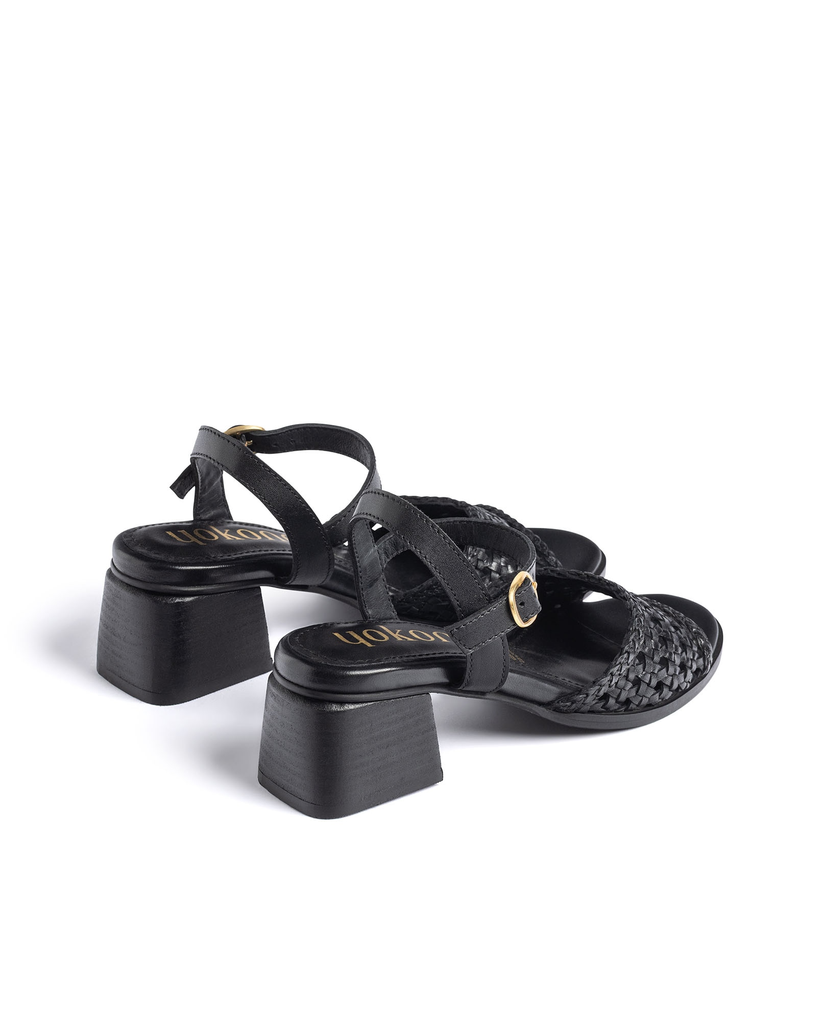 Sandalias de tacón de mujer de piel - Yokono - Rojo Negro-4