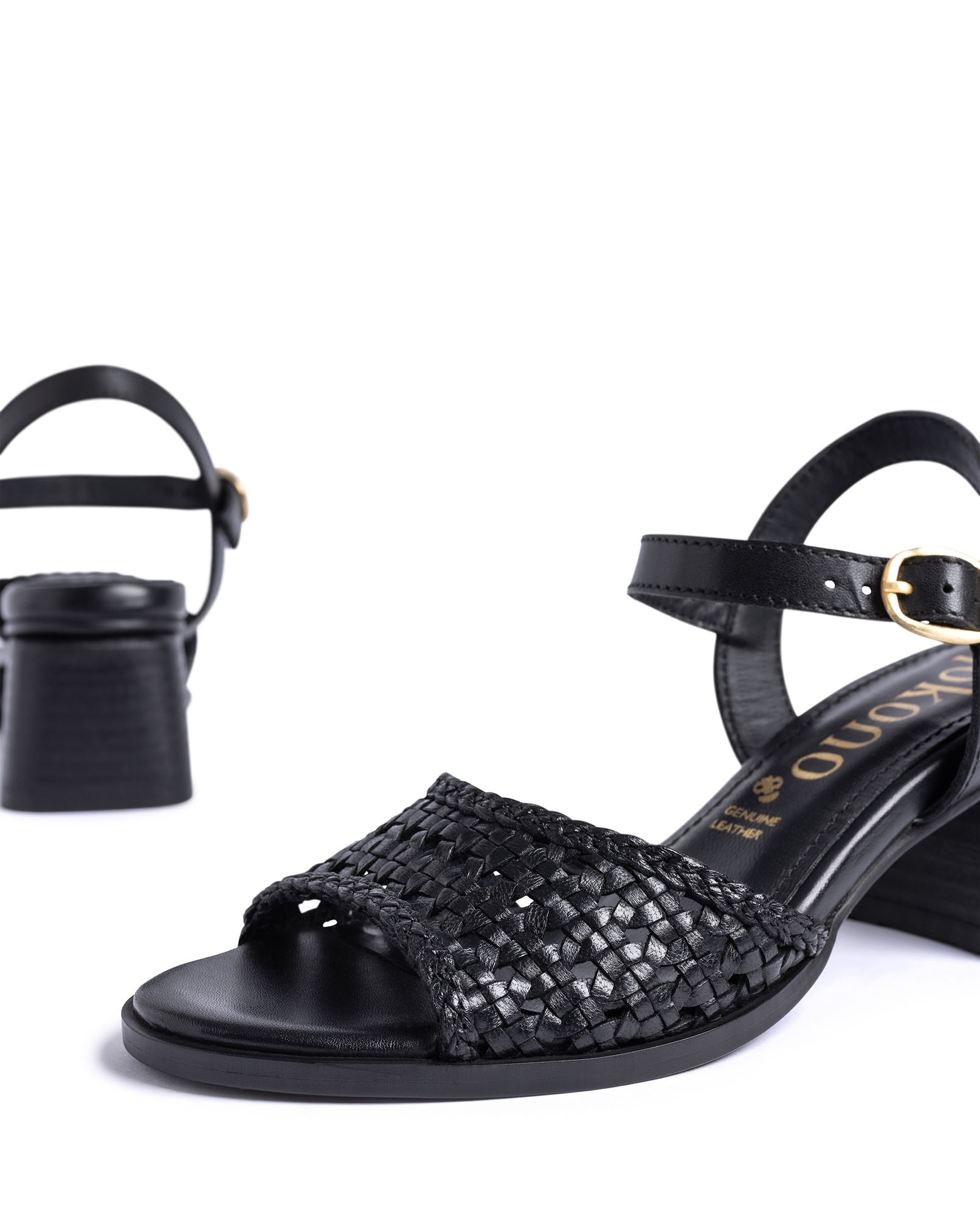Sandalias de tacón de mujer de piel - Yokono - Rojo Negro-5