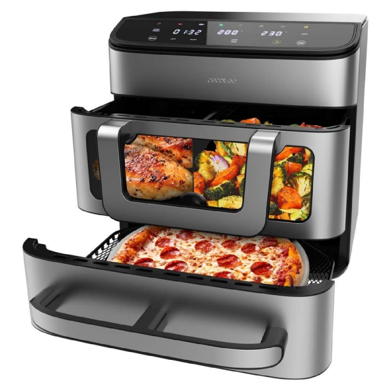 Imagen 3 de Freidora de aire Cecotec Cecofry FoodCourt 18000 4Pizza capacidad 18L - Gris Gris