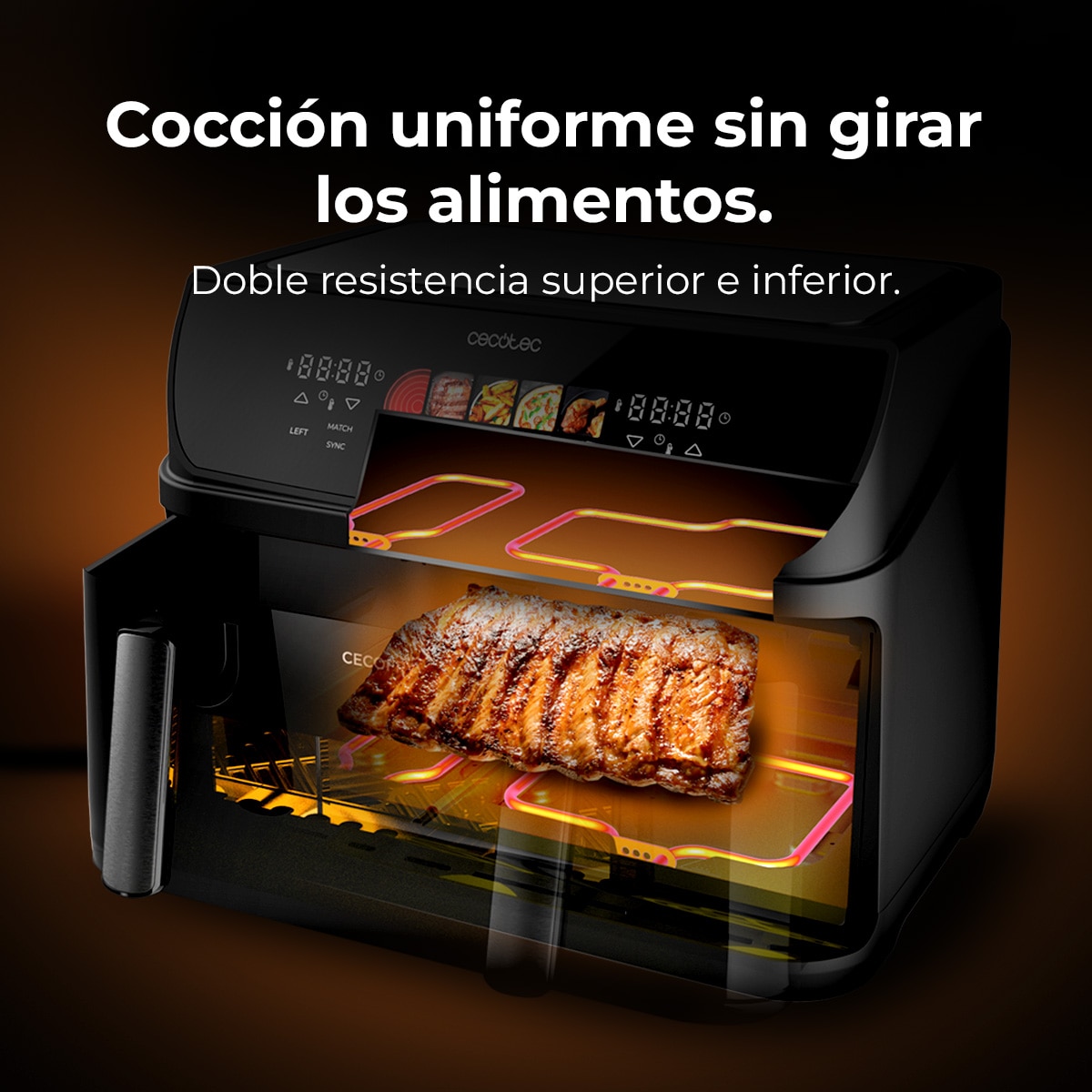 Freidora de aire Cecotec Cecofry&Grill Duoheat 10000 capacidad 10L - Negro Negro-3