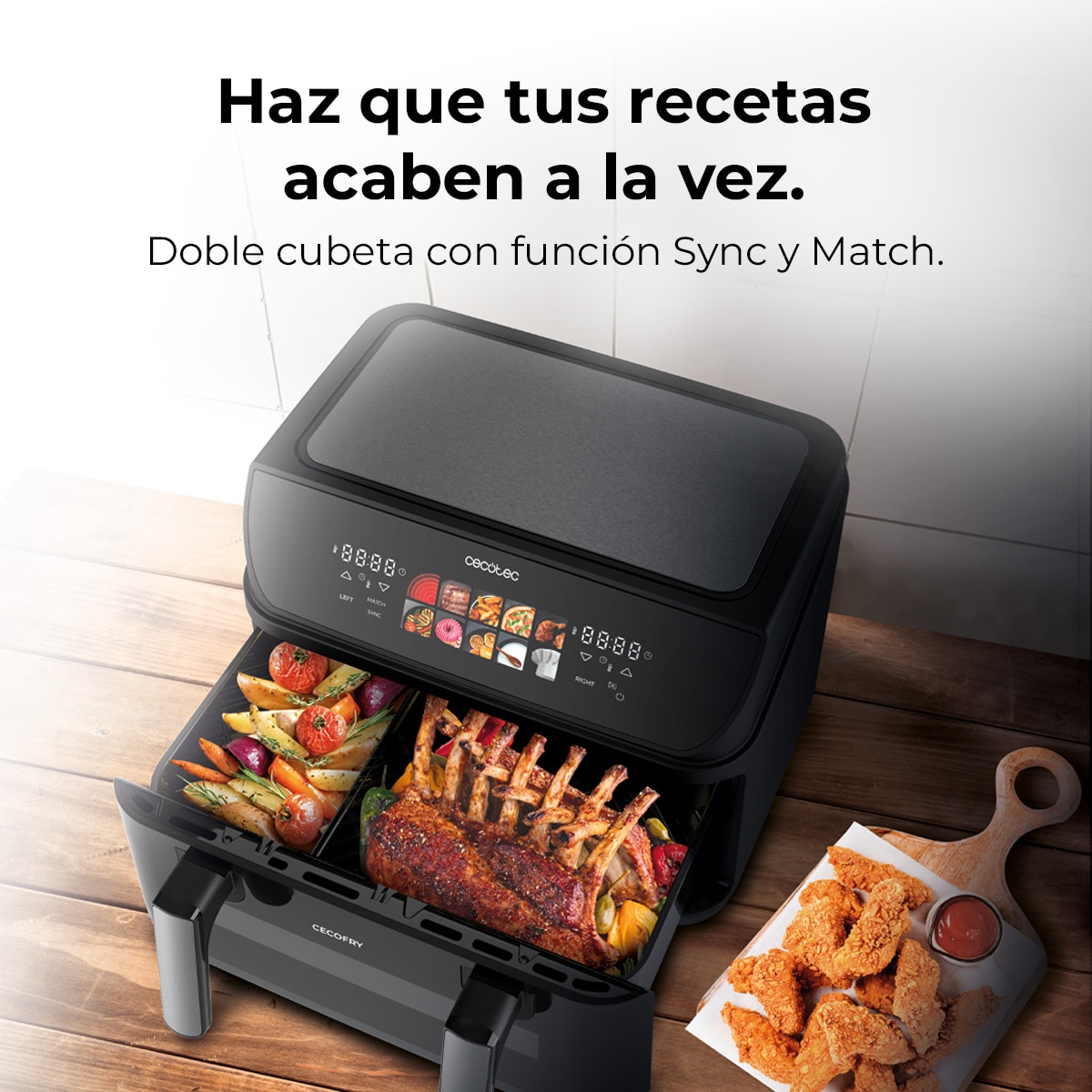 Freidora de aire Cecotec Cecofry&Grill Duoheat 10000 capacidad 10L - Negro Negro-5