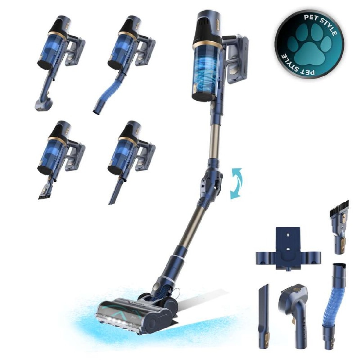 Cecotec - Aspirador de escoba BLDC Cecotec Conga Rockstar RS70 Pet Flex.