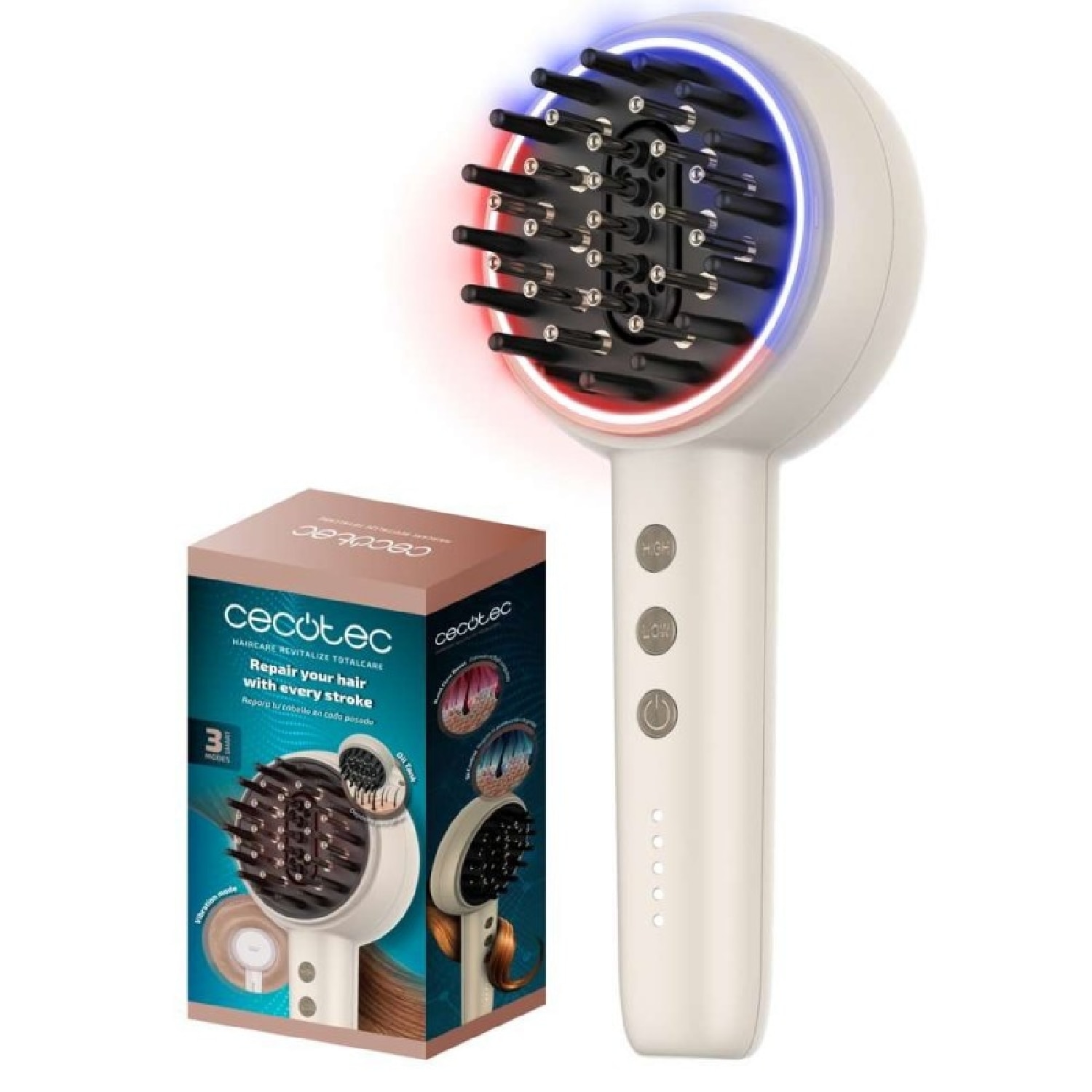 Cepillo reparador Cecotec HairCare Revitalize TotalCare - Blanco Blanco-2
