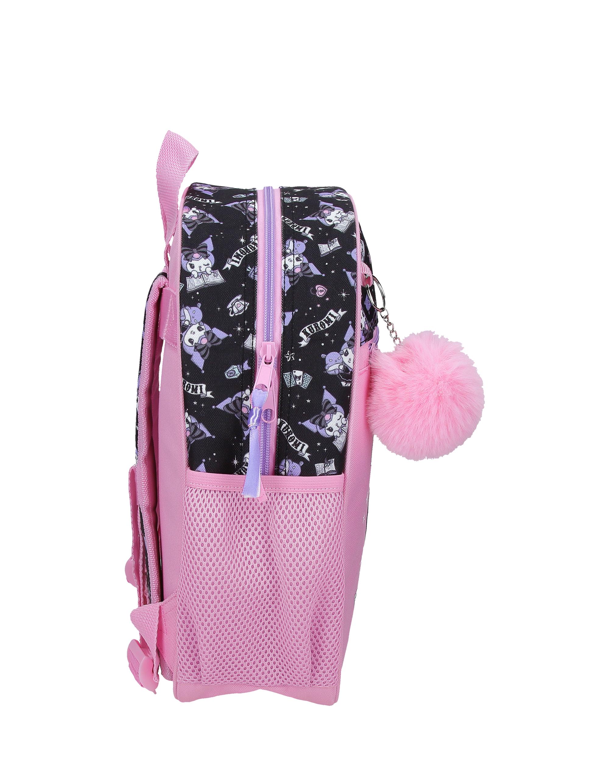 Mochila Escolar Kuromi Fortune Telling con capacidad de 9,801L adaptable a carro rosa Rosa-2