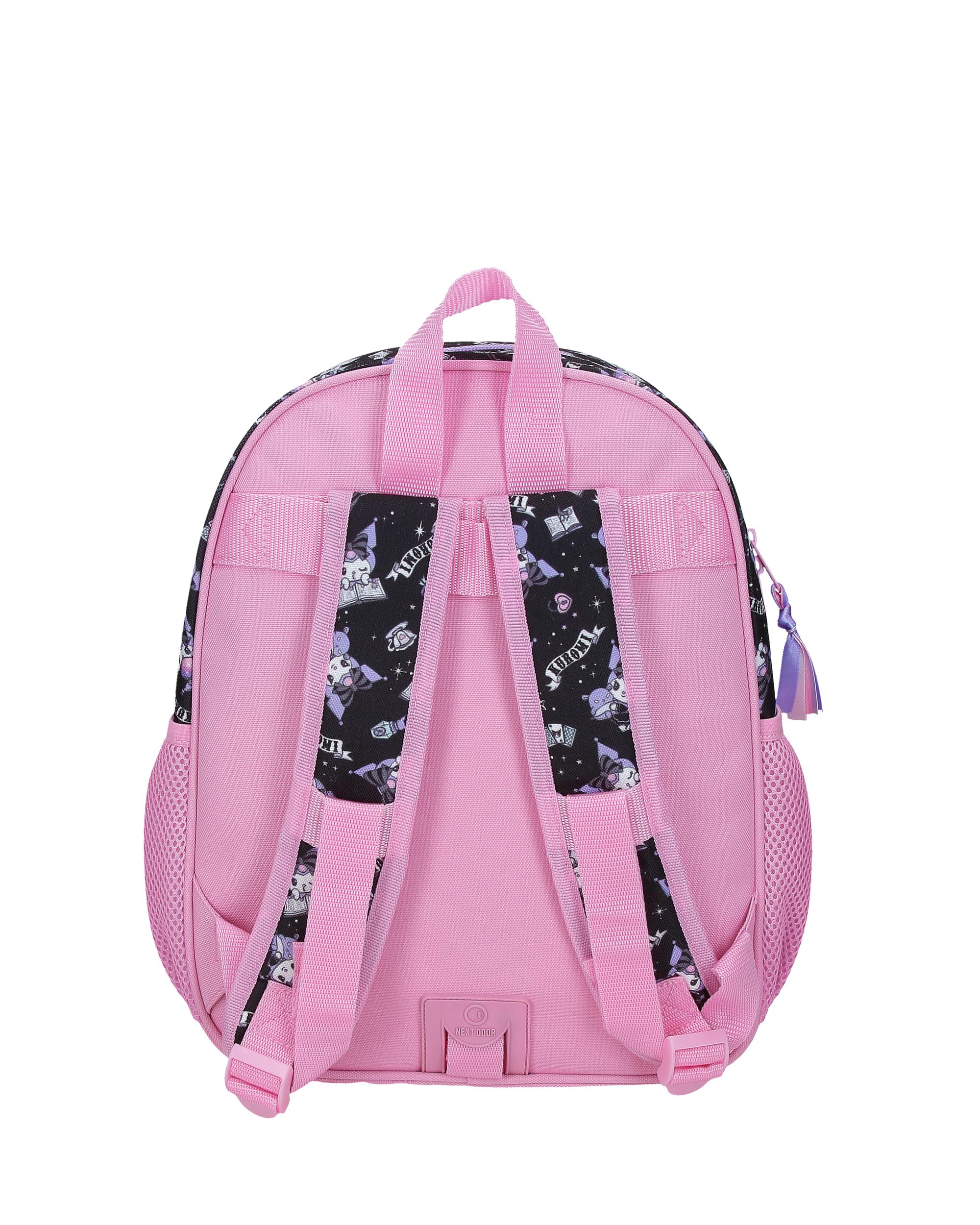 Mochila Escolar Kuromi Fortune Telling con capacidad de 9,801L adaptable a carro rosa Rosa-3